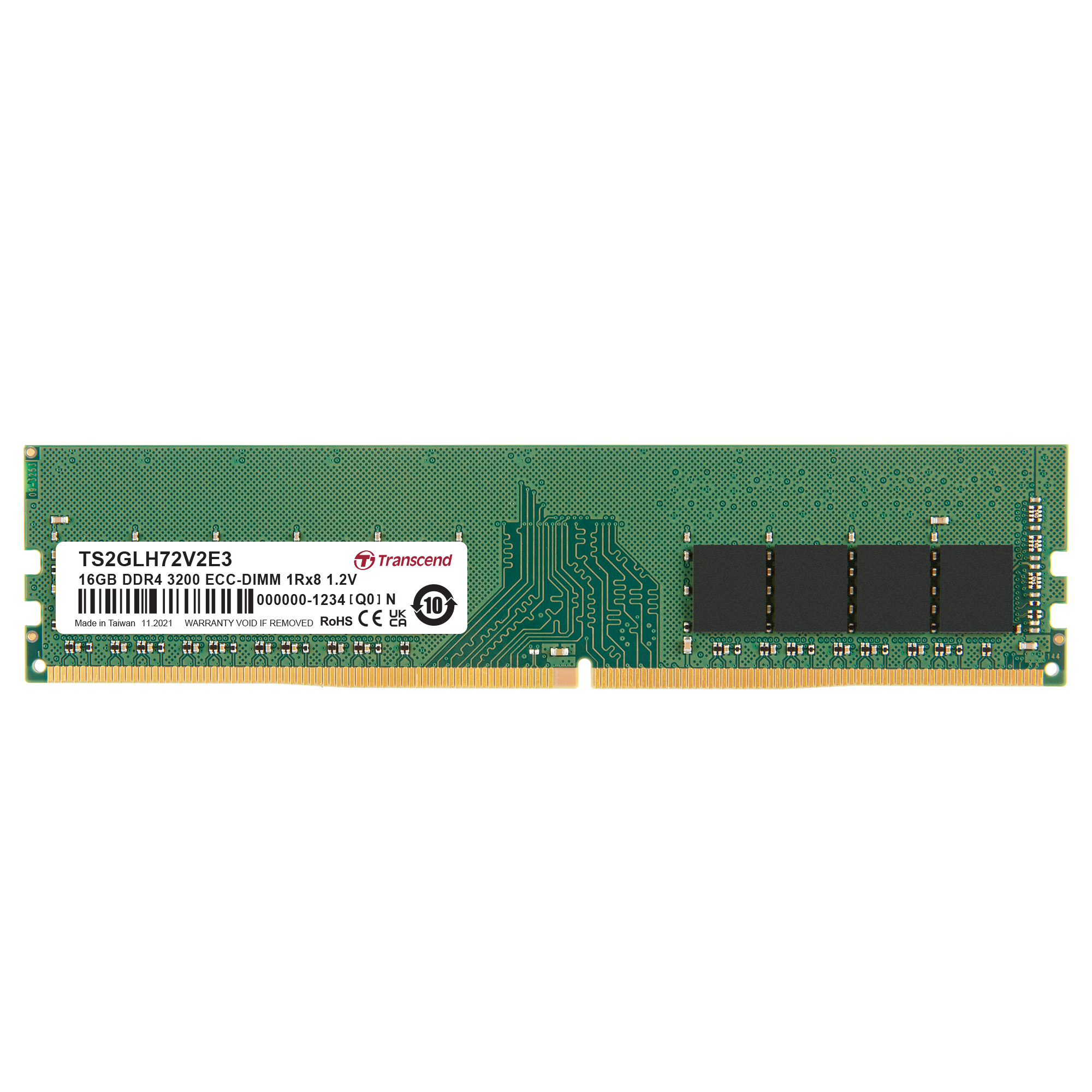 Transcend 16 GB DDR4 Desktop RAM 3200 Mbit/s, DIMM, 1.2V