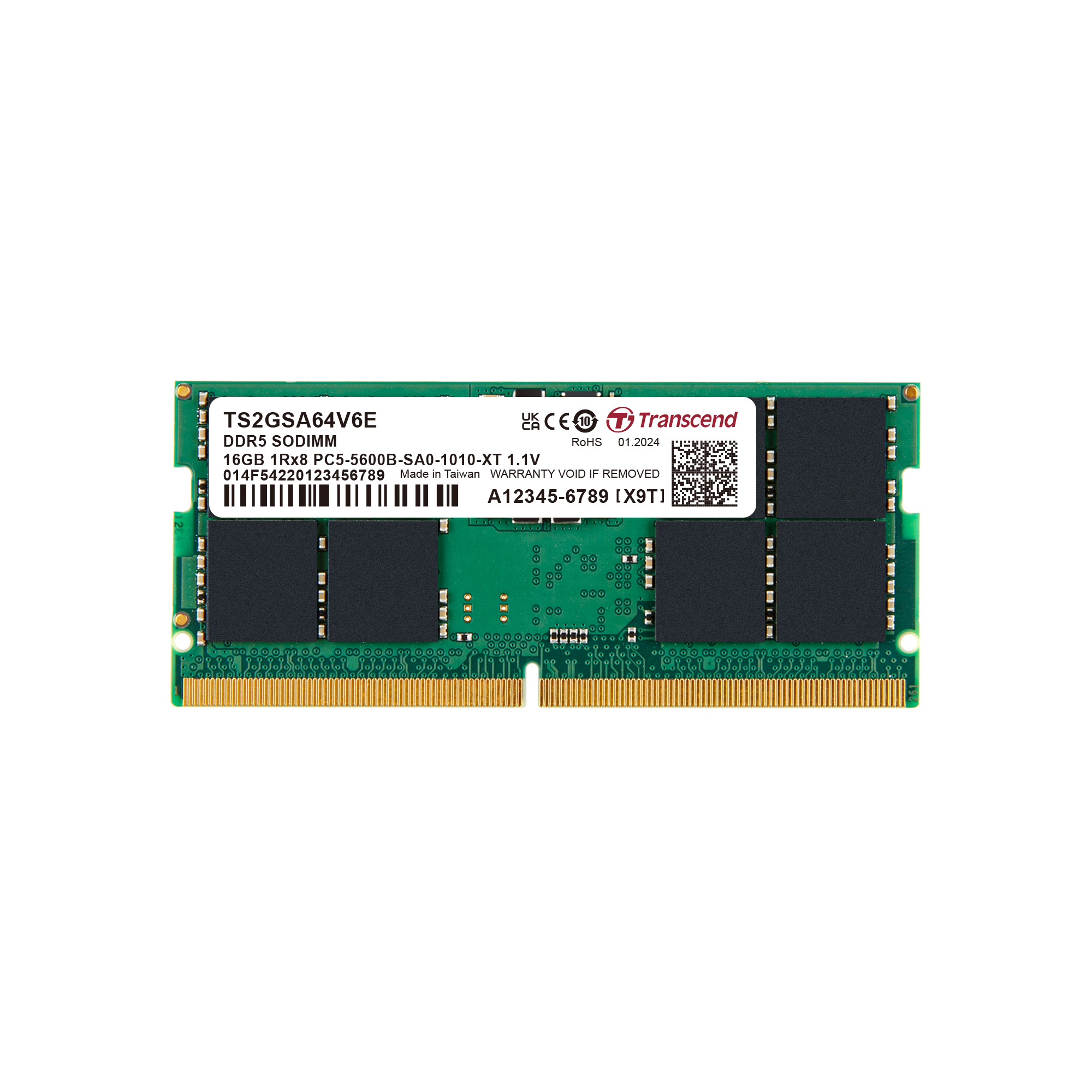 Transcend 16 GB DDR5 Server RAM 5600 Mbit/s, SODIMM, 1.1V