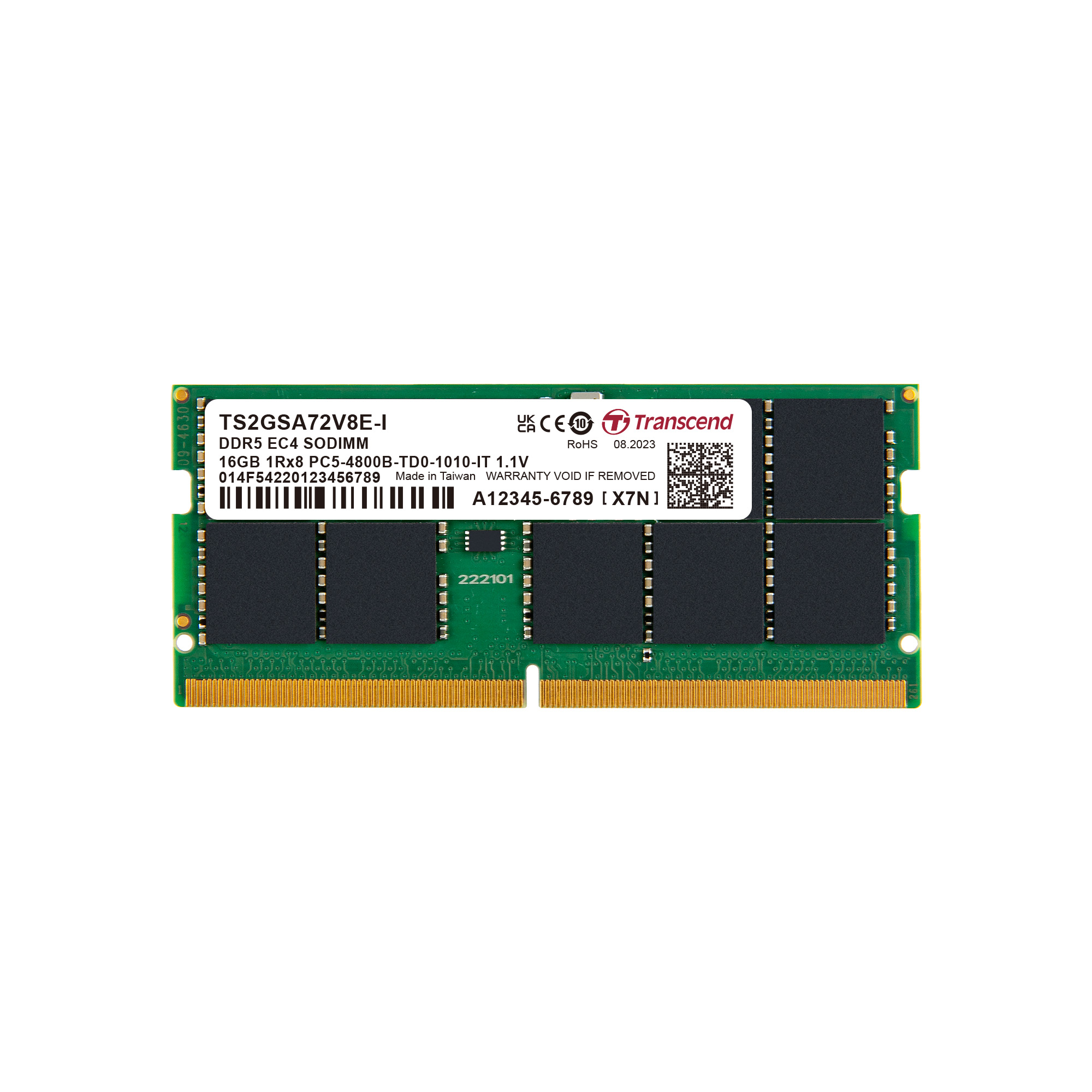 Transcend 16 GB DDR5 Desktop RAM 4800 Mbit/s, SODIMM, 1.1V