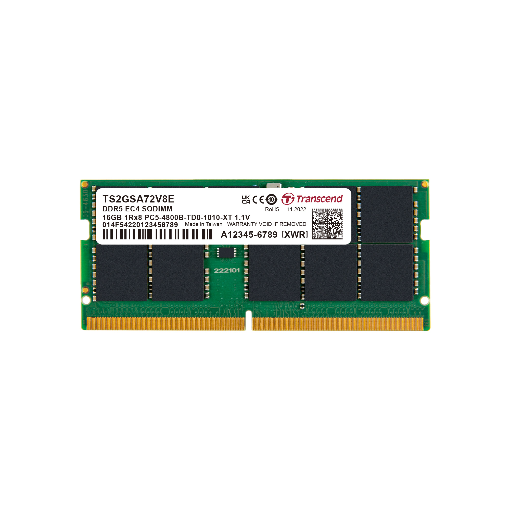 Transcend 16 GB DDR5 Desktop RAM 4800 Mbit/s, SODIMM, 1.1V