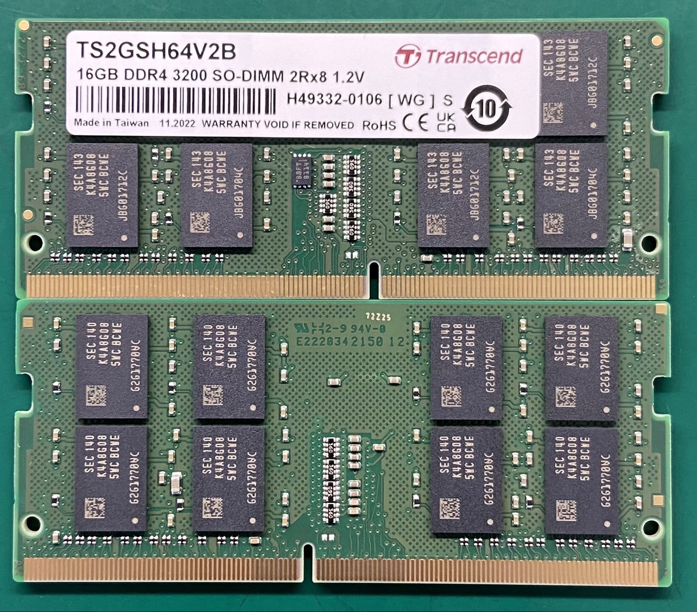 Transcend 16 GB DDR4 Desktop RAM 3200 Mbit/s, SODIMM, 1.2V