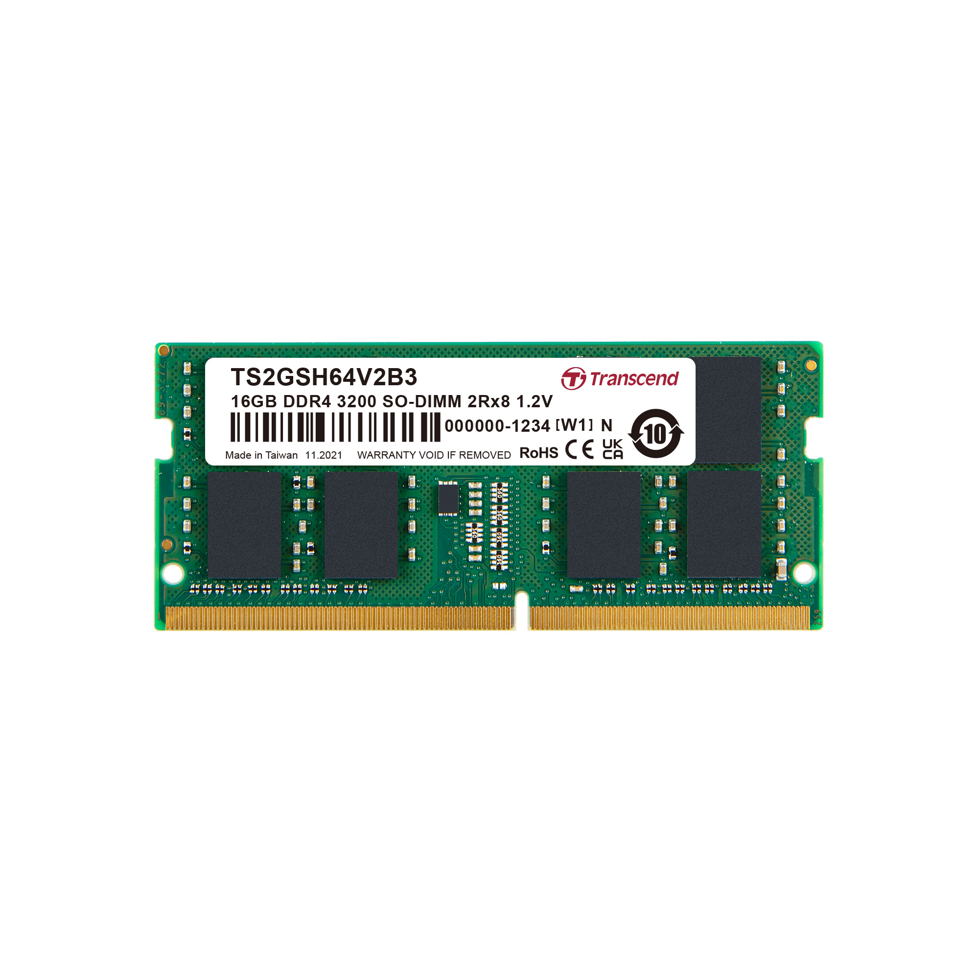 Transcend 16 GB DDR4 Desktop RAM 3200 Mbit/s, SODIMM, 1.2V