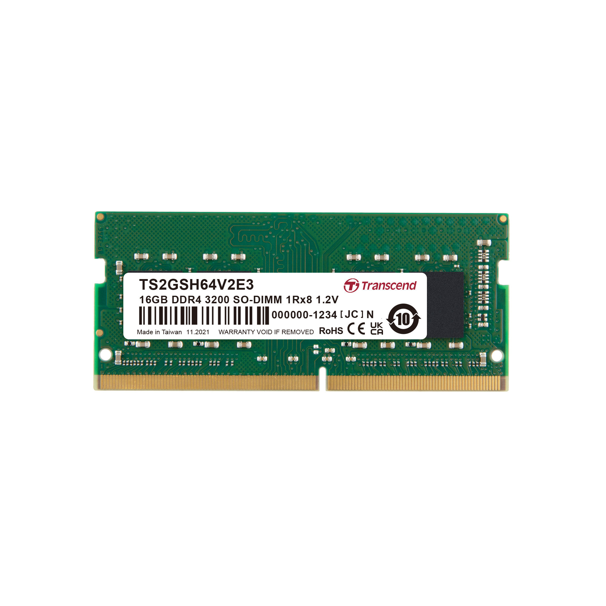 Transcend 16 GB DDR4 Desktop RAM 3200 Mbit/s, SODIMM, 1.2V