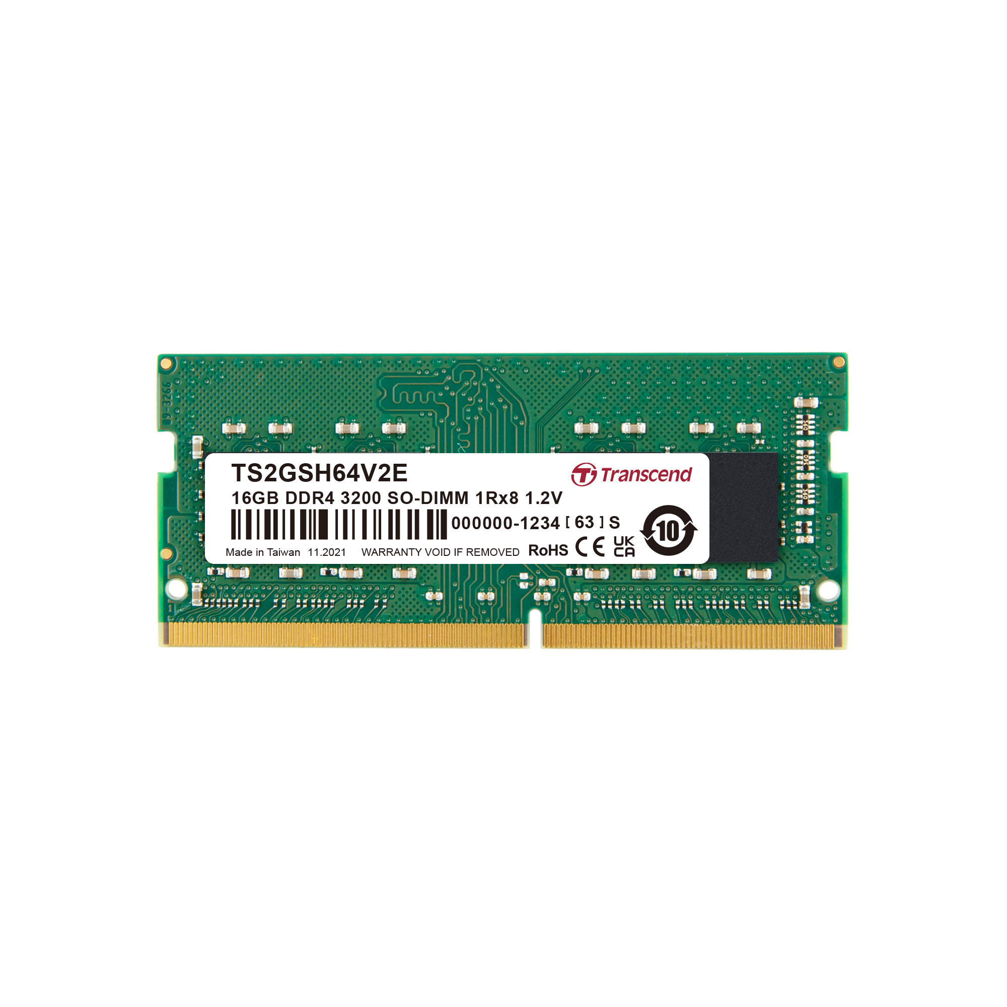 Transcend 16 GB DDR4 Desktop RAM 3200 Mbit/s, SODIMM, 1.2V