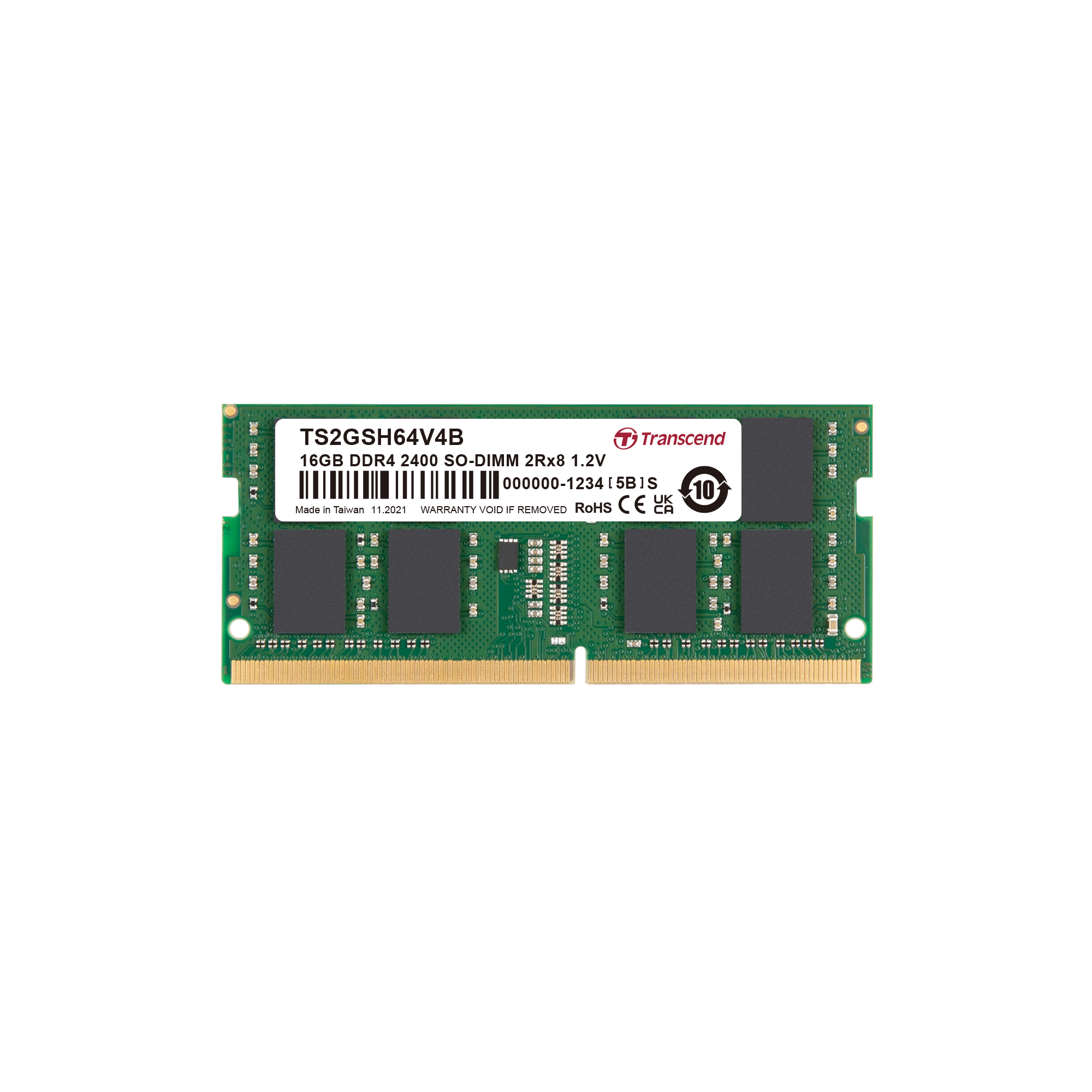 Transcend 16 GB DDR4 Desktop RAM 2400 Mbit/s, SODIMM, 1.2V