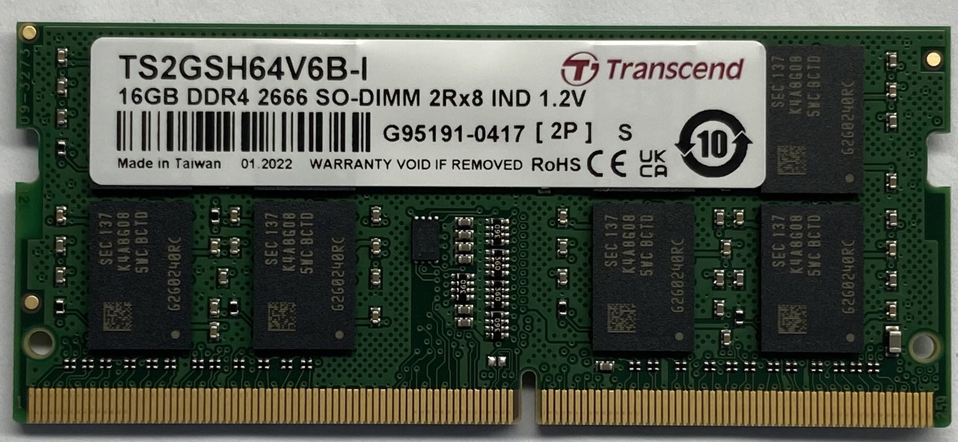 Transcend 16 GB DDR4 RAM 2666 Mbit/s, SODIMM, 1.2V
