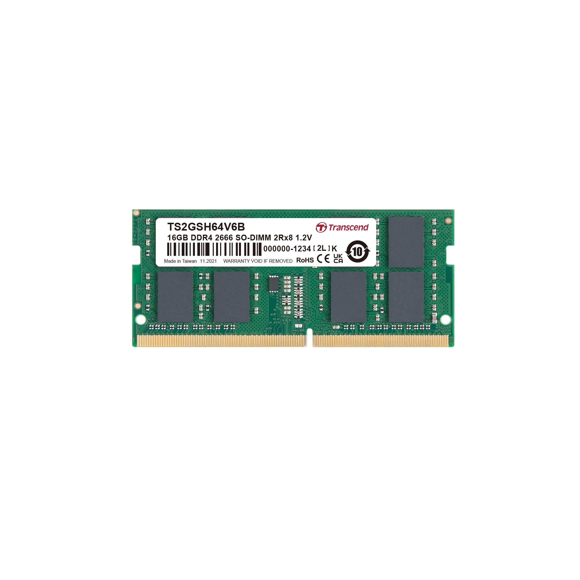 Transcend 16 GB DDR4 Desktop RAM 2666 Mbit/s, SODIMM, 1.2V