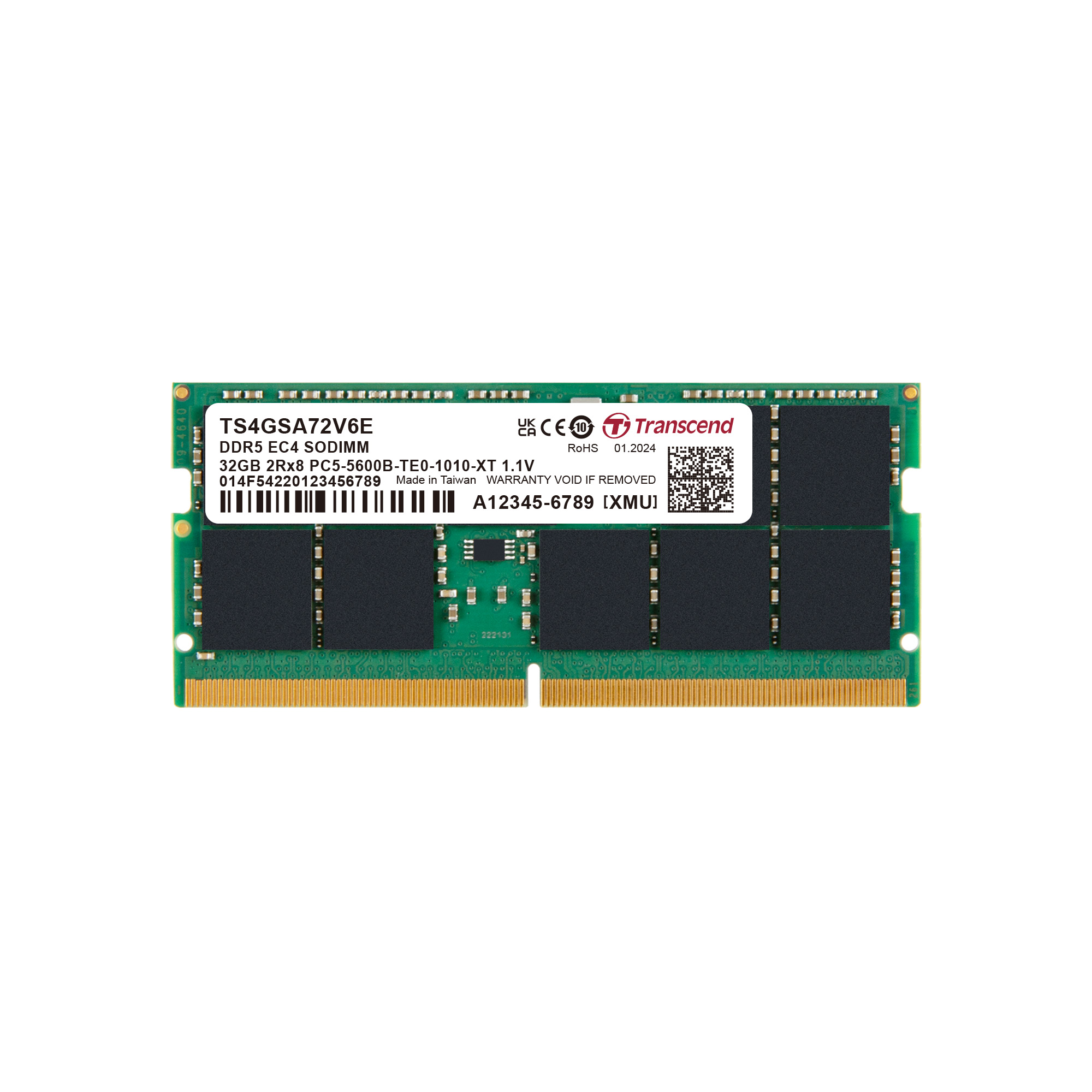 Transcend 32 GB DDR5 Desktop RAM 5600 Mbit/s, SODIMM, 1.1V