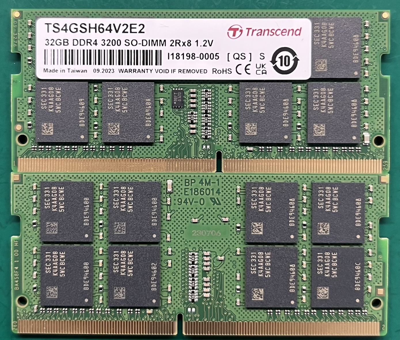 Transcend 32 GB DDR4 Desktop RAM 3200 Mbit/s, SODIMM, 1.2V