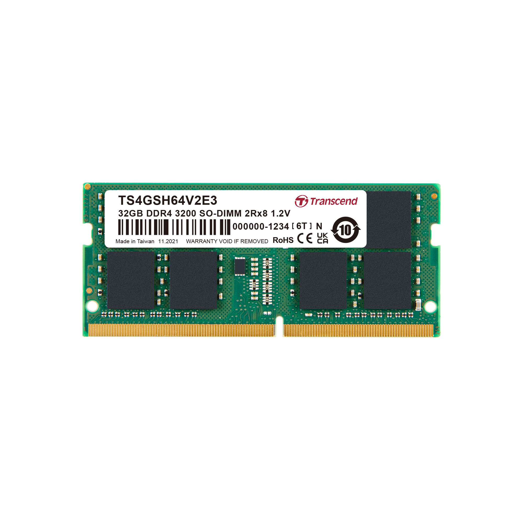Transcend 32 GB DDR4 Desktop RAM 3200 Mbit/s, SODIMM, 1.2V