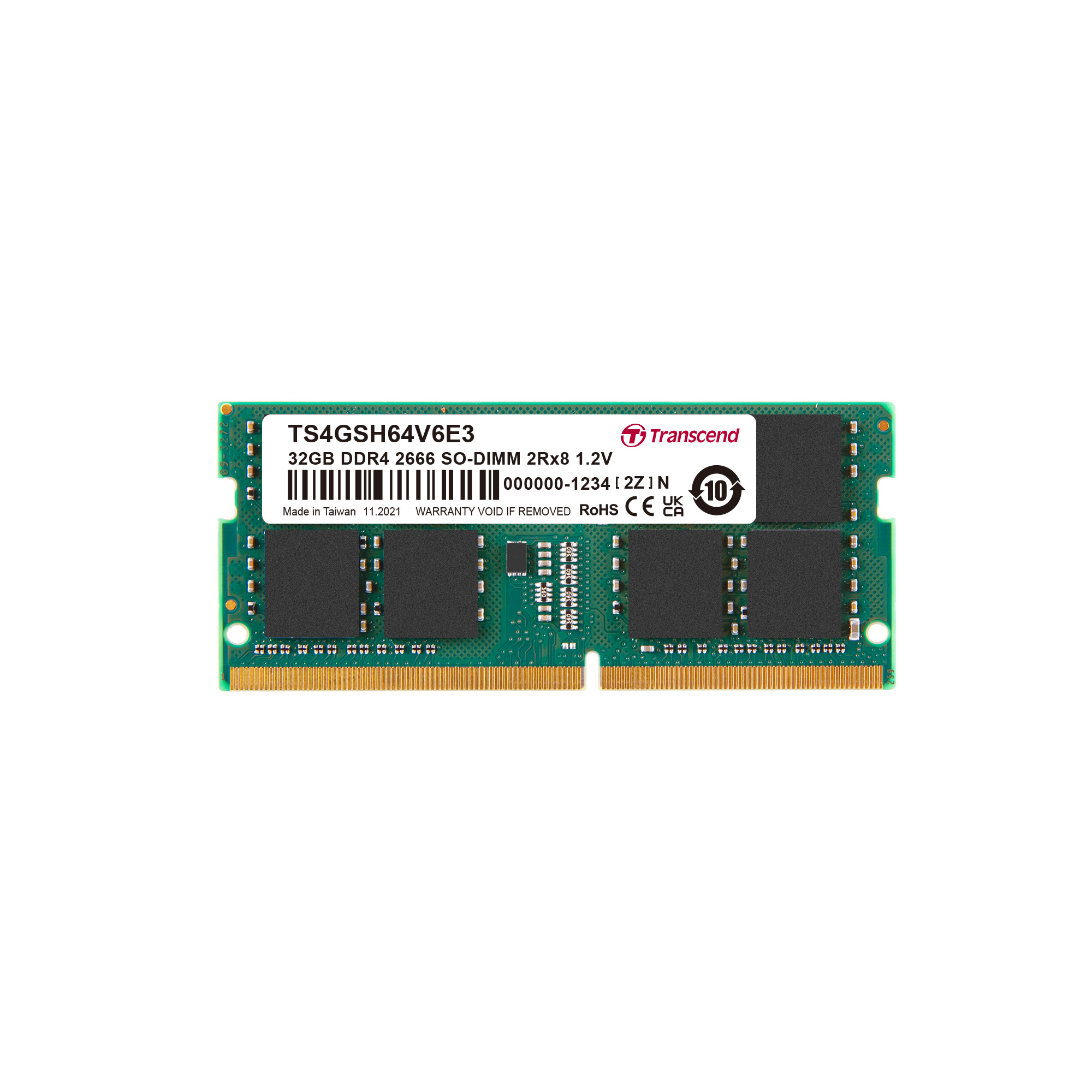Transcend 32 GB DDR4 Desktop RAM 2666 Mbit/s, SODIMM, 1.2V