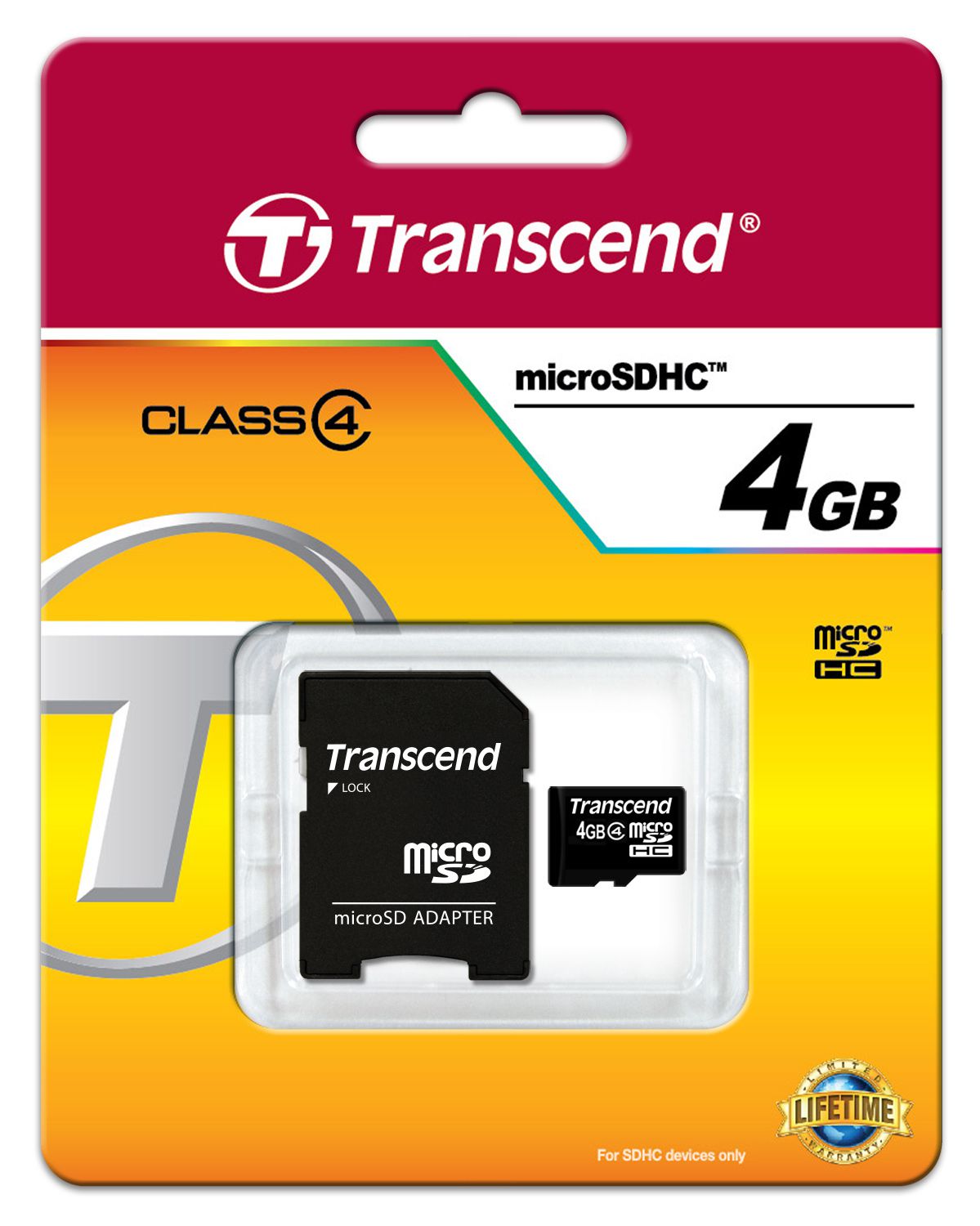Transcend 4 GB MicroSDHC microSD, Class 4