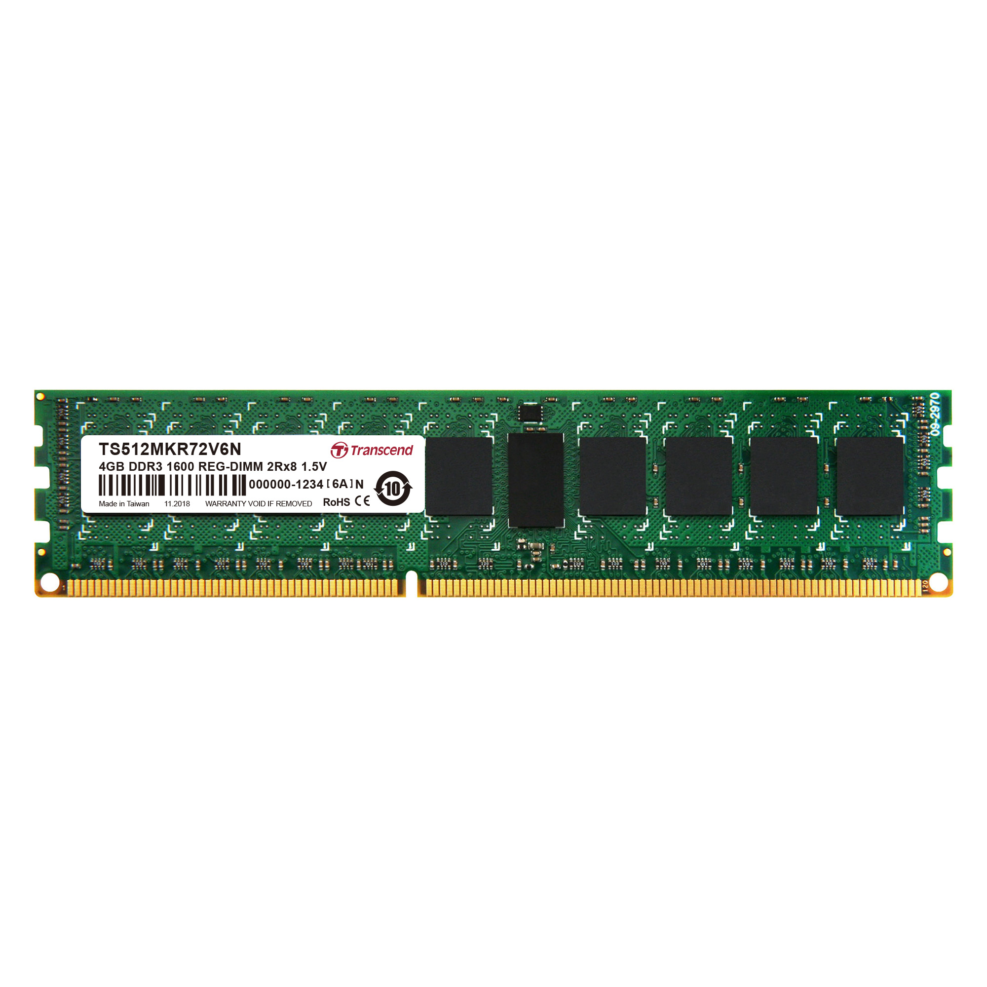 Transcend 4 GB DDR3 Server RAM 1600 Mbit/s, RDIMM, 1.5V