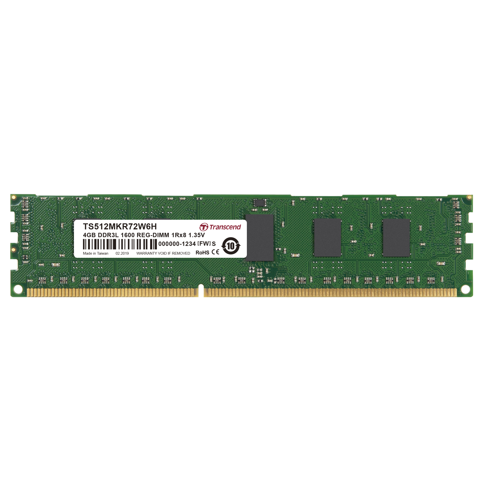 Transcend 4 GB DDR3L RAM 1600 Mbit/s, RDIMM, 1.35V