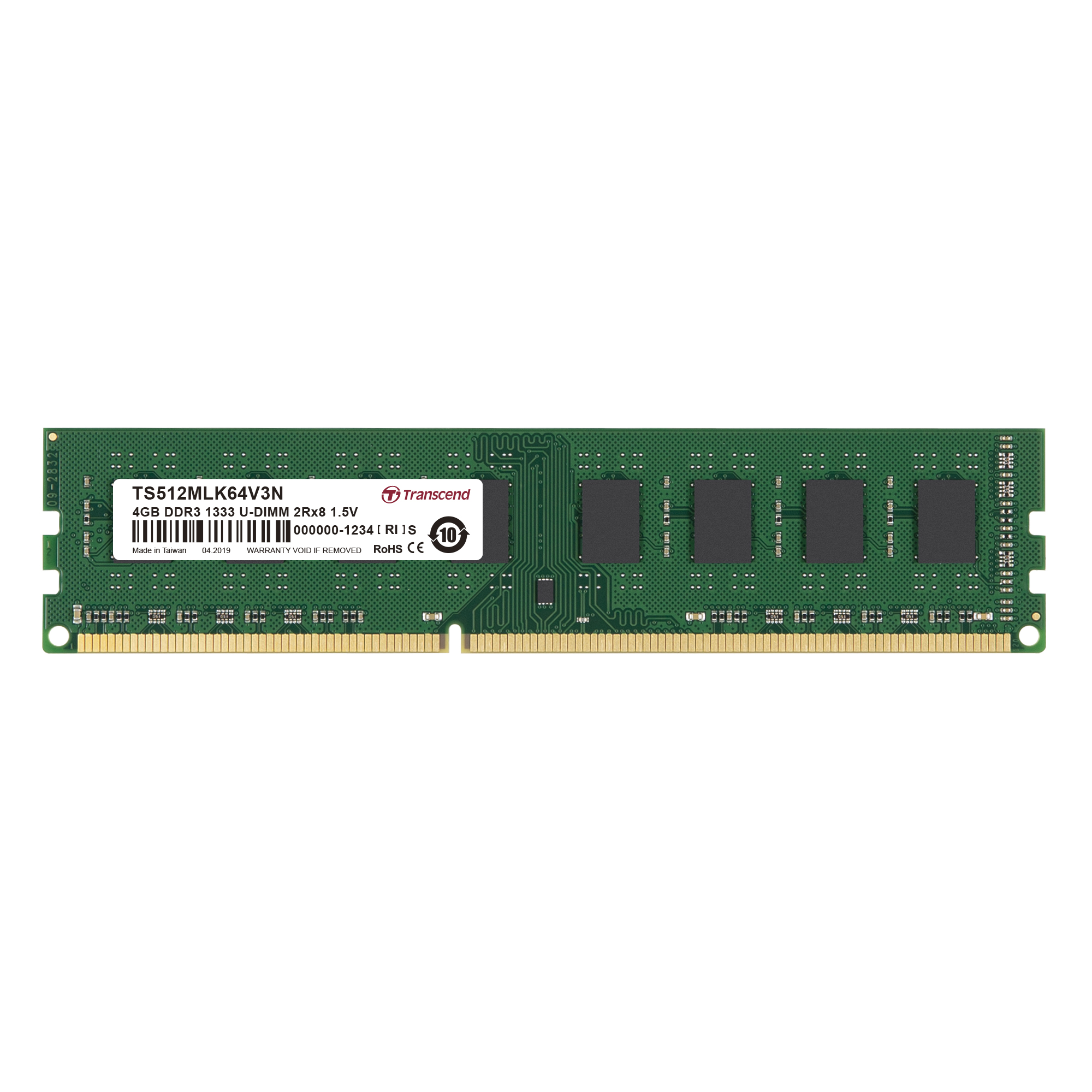Transcend 4 GB DDR3 Desktop RAM 1333 Mbit/s, UDIMM, 1.5V