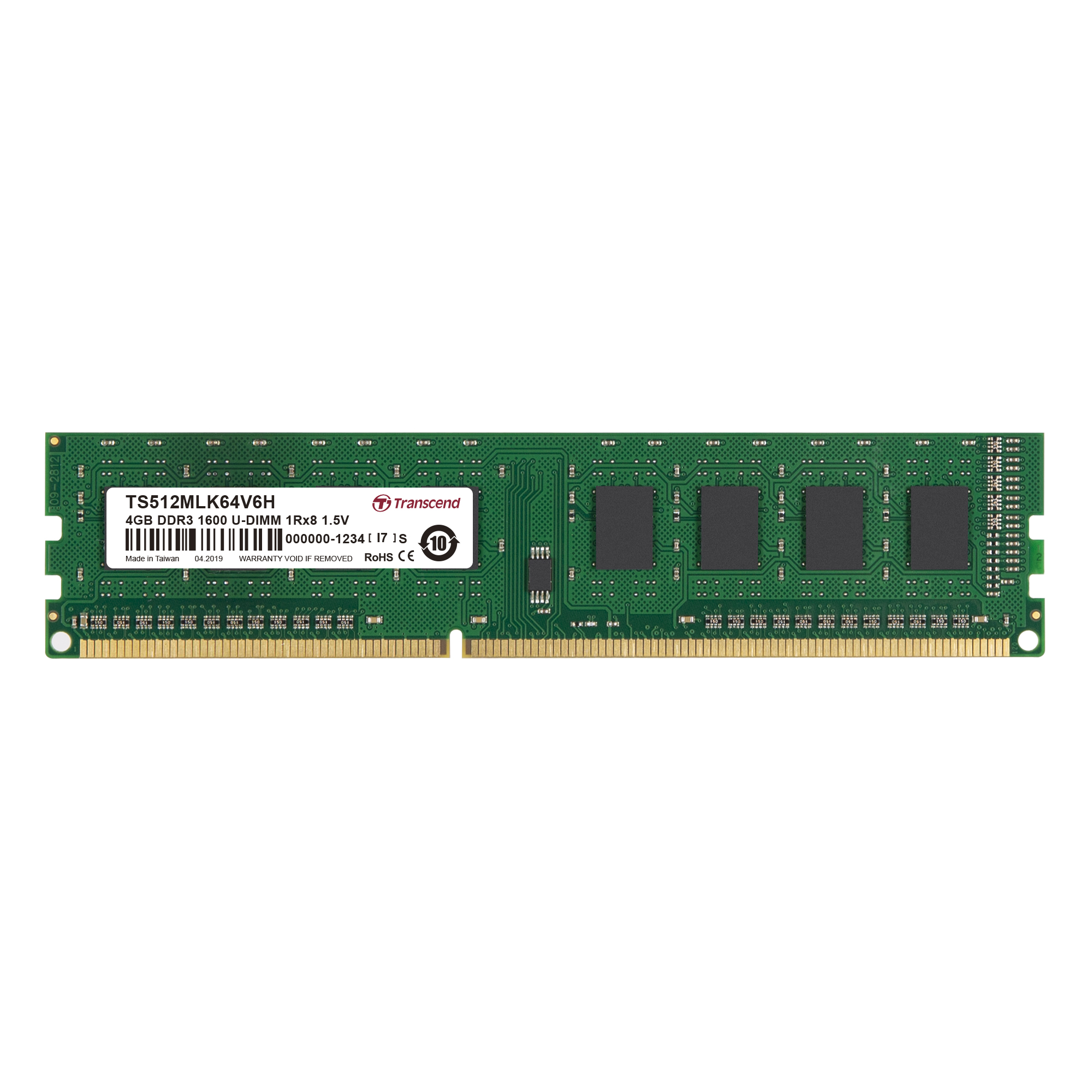 Transcend 4 GB DDR3 Desktop RAM 1600 Mbit/s, UDIMM, 1.5V