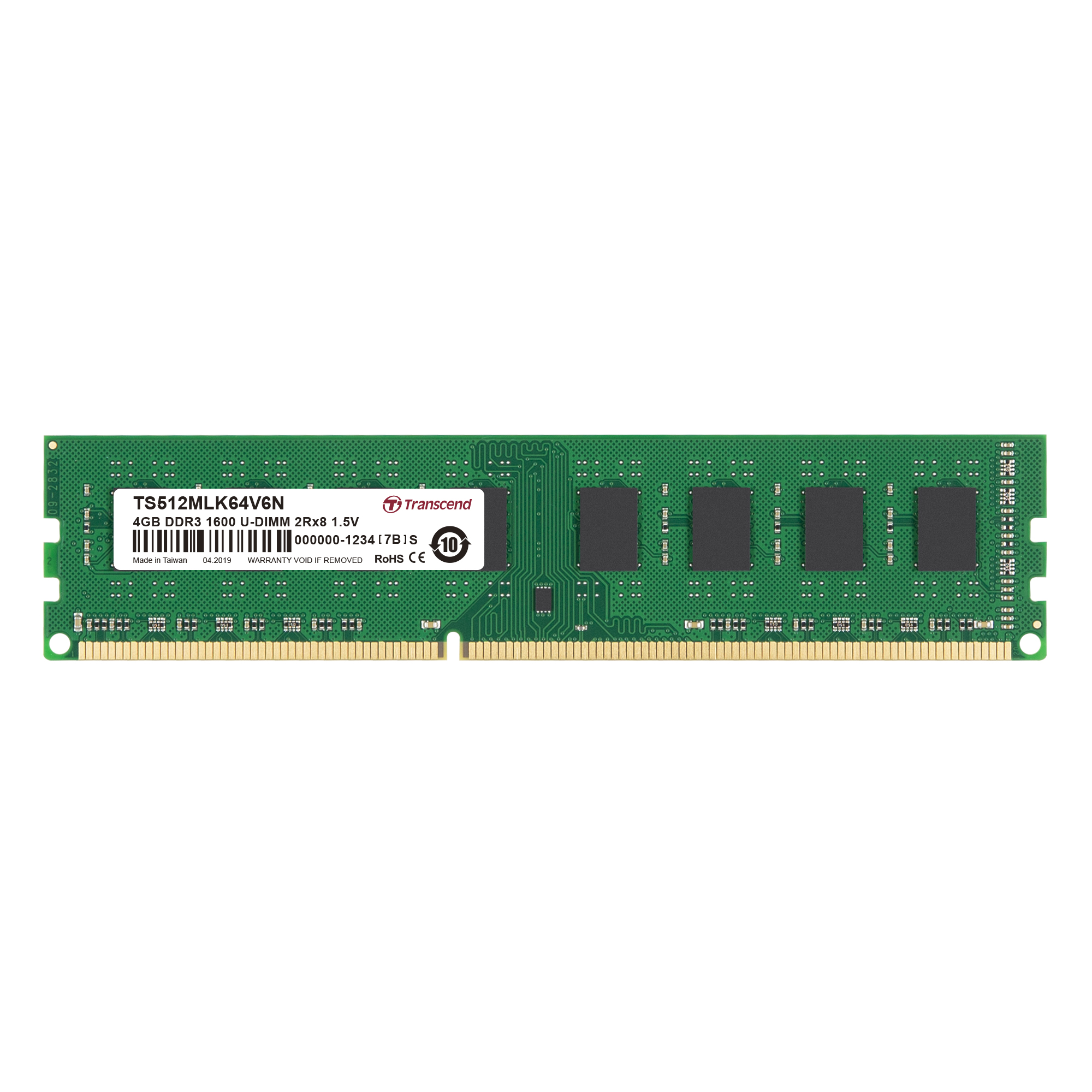 Transcend 4 GB DDR3 Desktop RAM 1600 Mbit/s, UDIMM, 1.5V