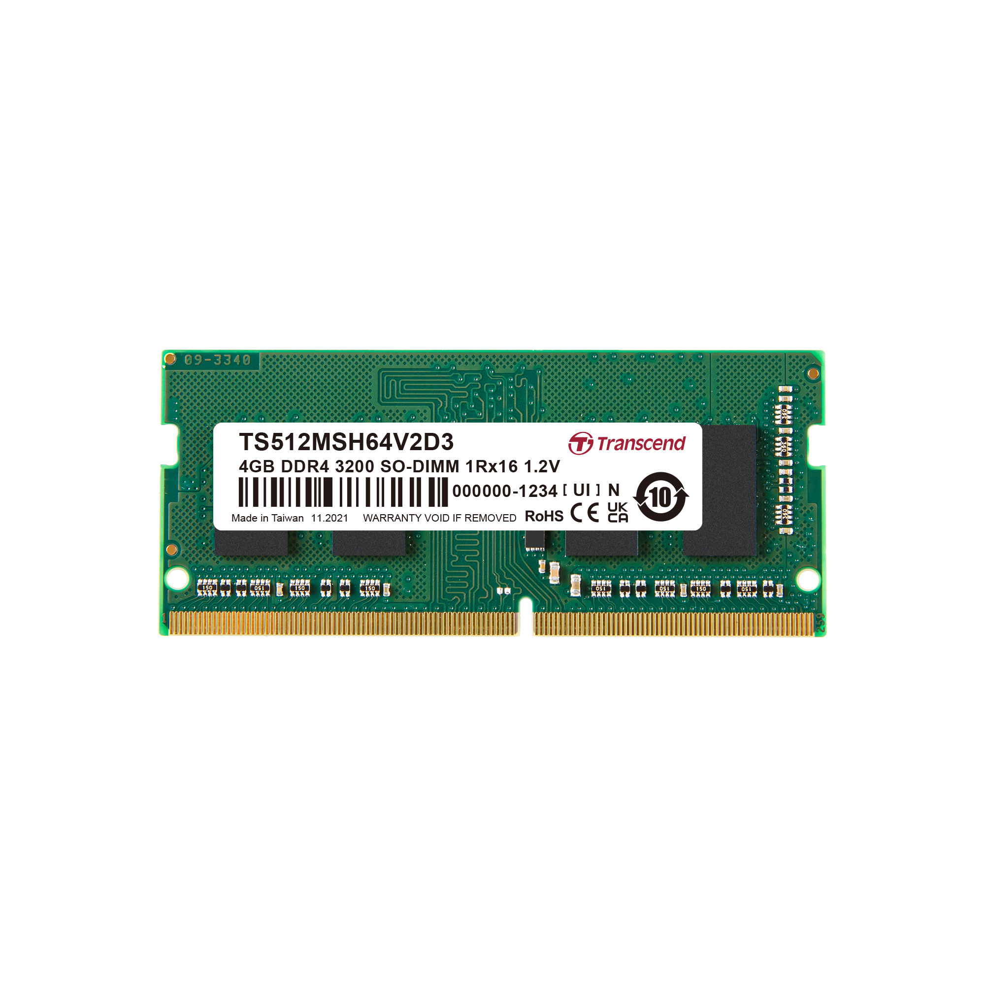 Transcend 4 GB DDR4 Desktop RAM 3200 Mbit/s, SODIMM, 1.2V