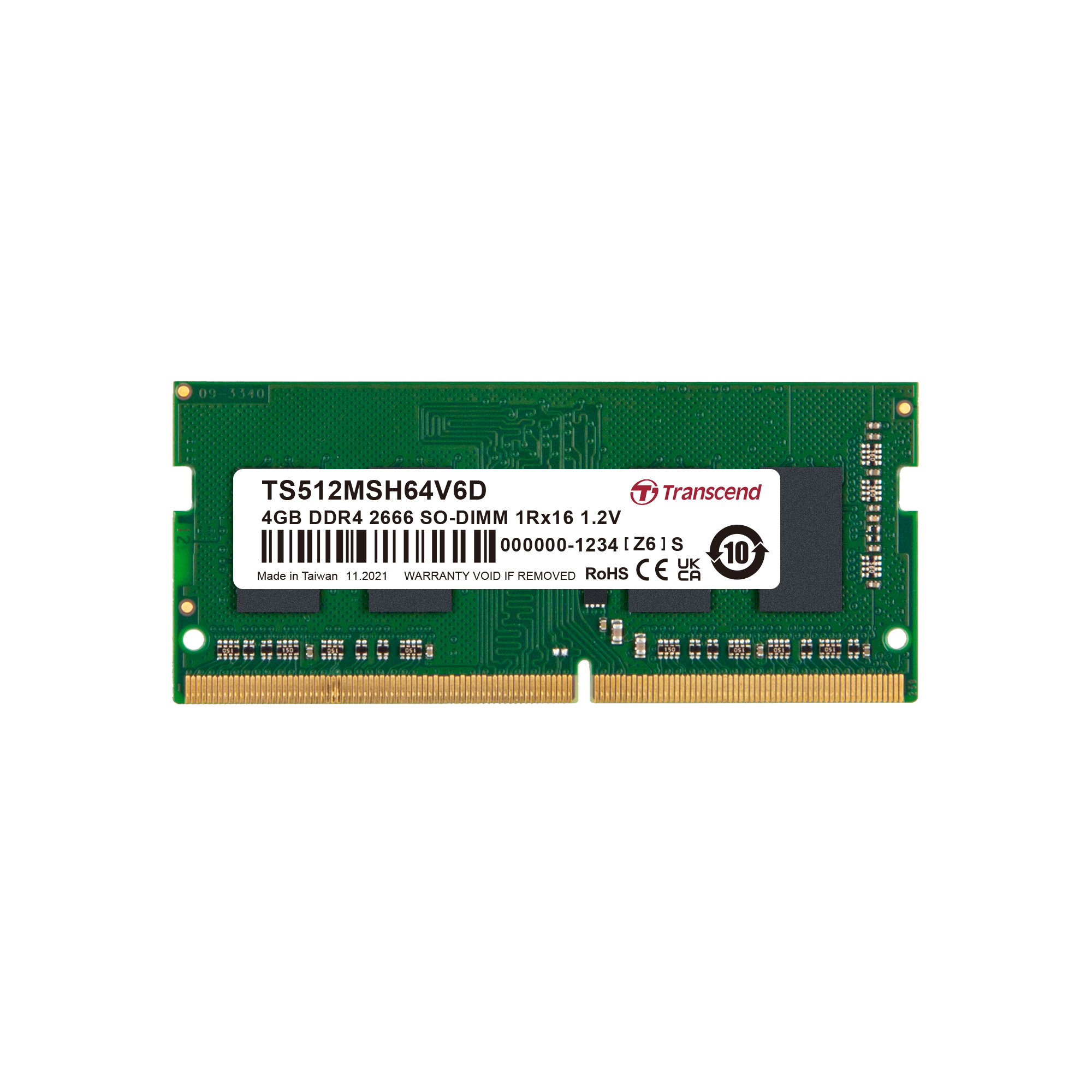 Transcend 4 GB DDR4 Desktop RAM 2666 Mbit/s, SODIMM, 1.2V