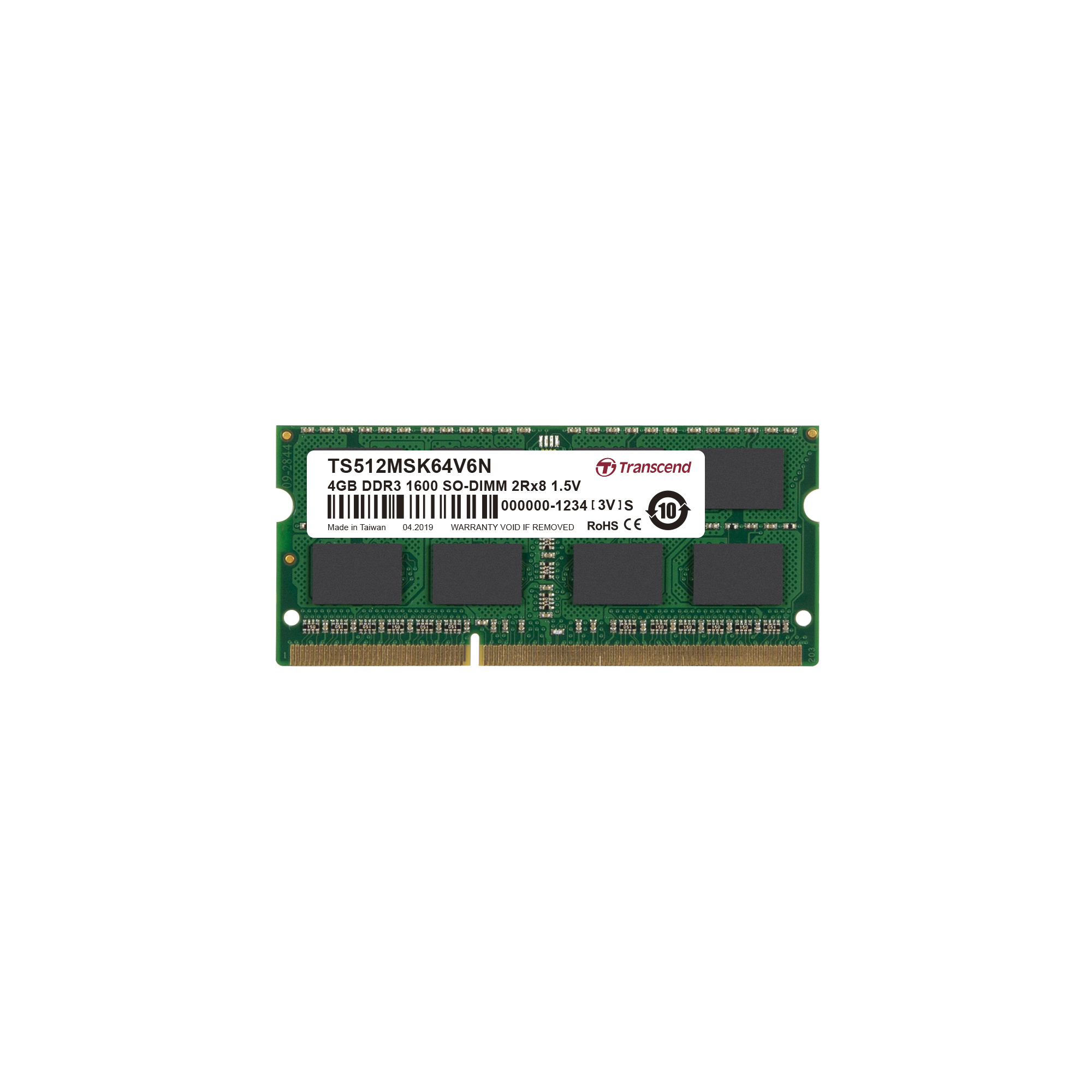 Transcend 4 GB DDR3 Desktop RAM 1600 Mbit/s, SODIMM, 1.5V
