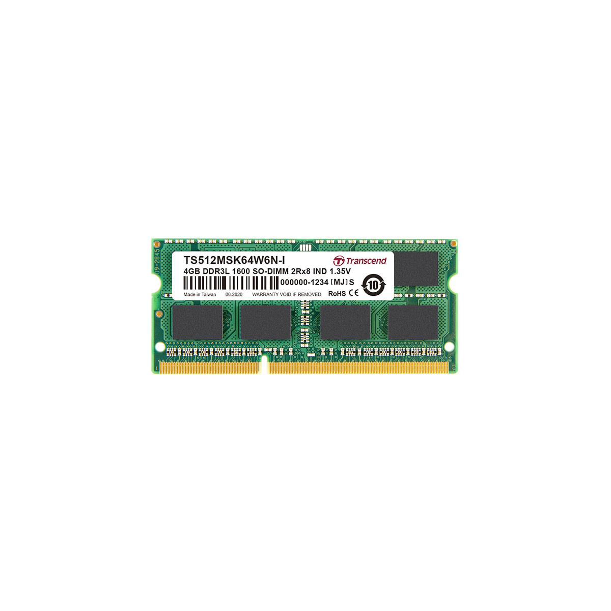 Transcend 4 GB DDR3L Laptop RAM 1600 Mbit/s, SODIMM, 1.35V