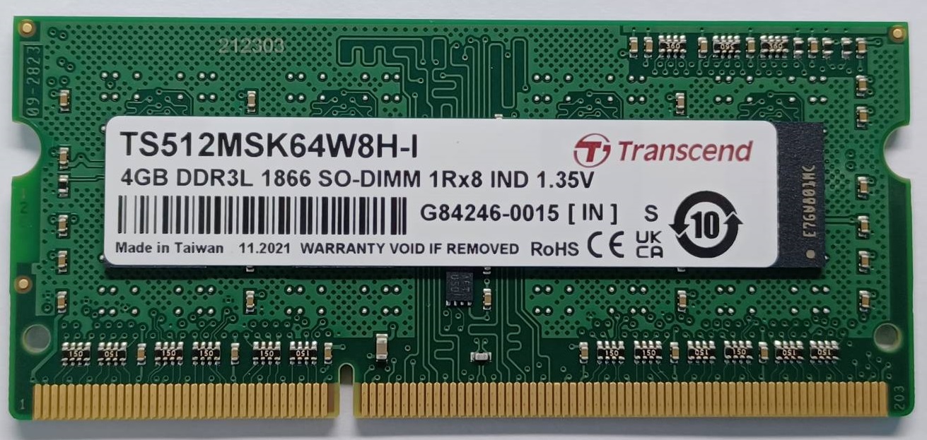 Transcend 4 GB DDR3L RAM 1866 Mbit/s, SODIMM, 1.35V