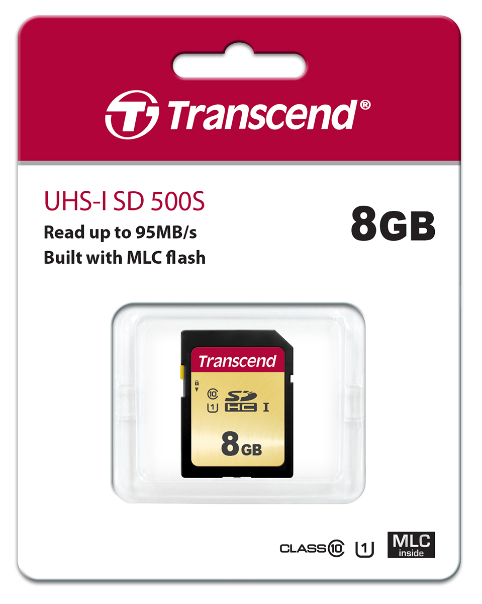 ts8gsdc500s Transcend 8 GB SDXC SD Card, UHS I U1, Class 10, UHS I U3