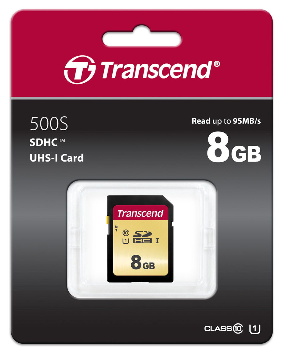 ts8gsdc500s Transcend 8 GB SDXC SD Card, UHS I U1, Class 10, UHS I U3