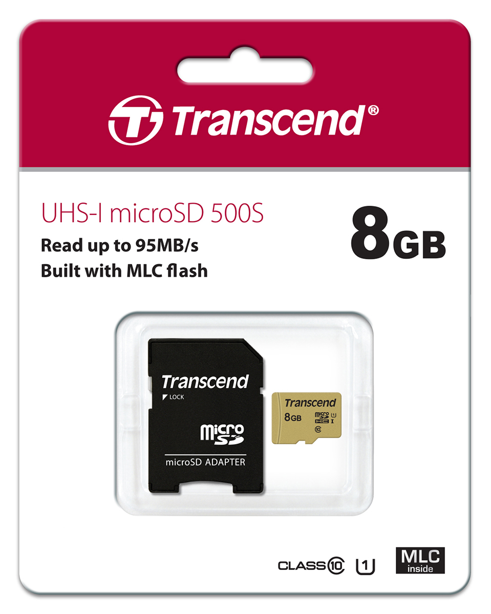 ts8gusd500s Transcend 8 GB MicroSDHC microSD, UHS I U3, UHS I U1, Class 10