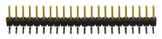Samtec TSW Series Right Angle Through Hole Pin Header, 22 Contact(s), 2.54 mm Pitch, 1 Row, Unshrouded
