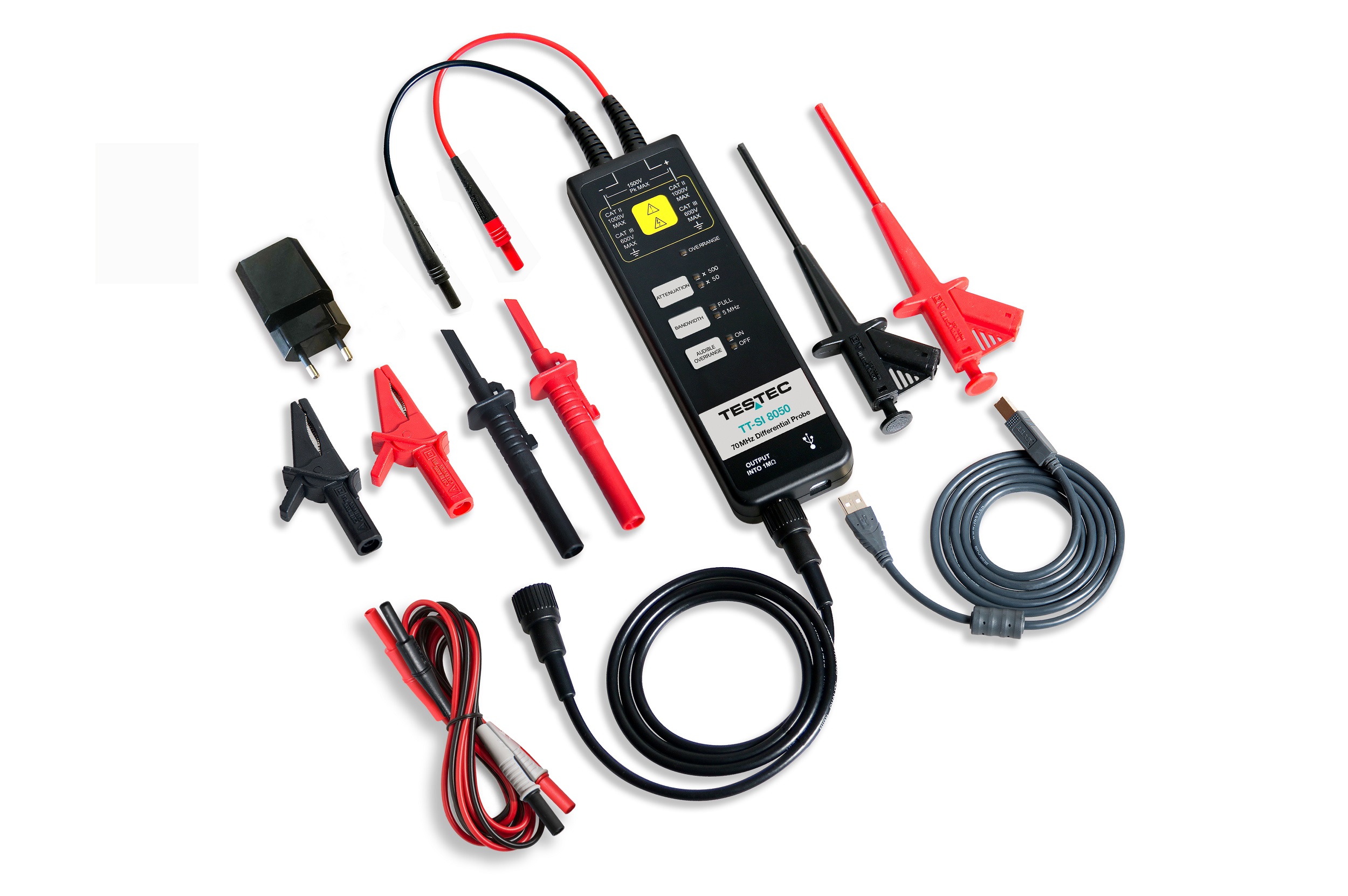 Testec 8000 Series TT-SI 8050 Oscilloscope Probe, Differential, Active Type, 70 MHz, BNC Connector