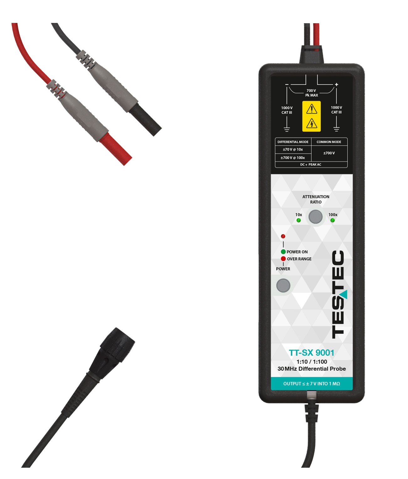 Testec TT-SX 9000 Series TT-SX 9001 Oscilloscope Probe, Active, Differential Type, 30 MHz, BNC Connector
