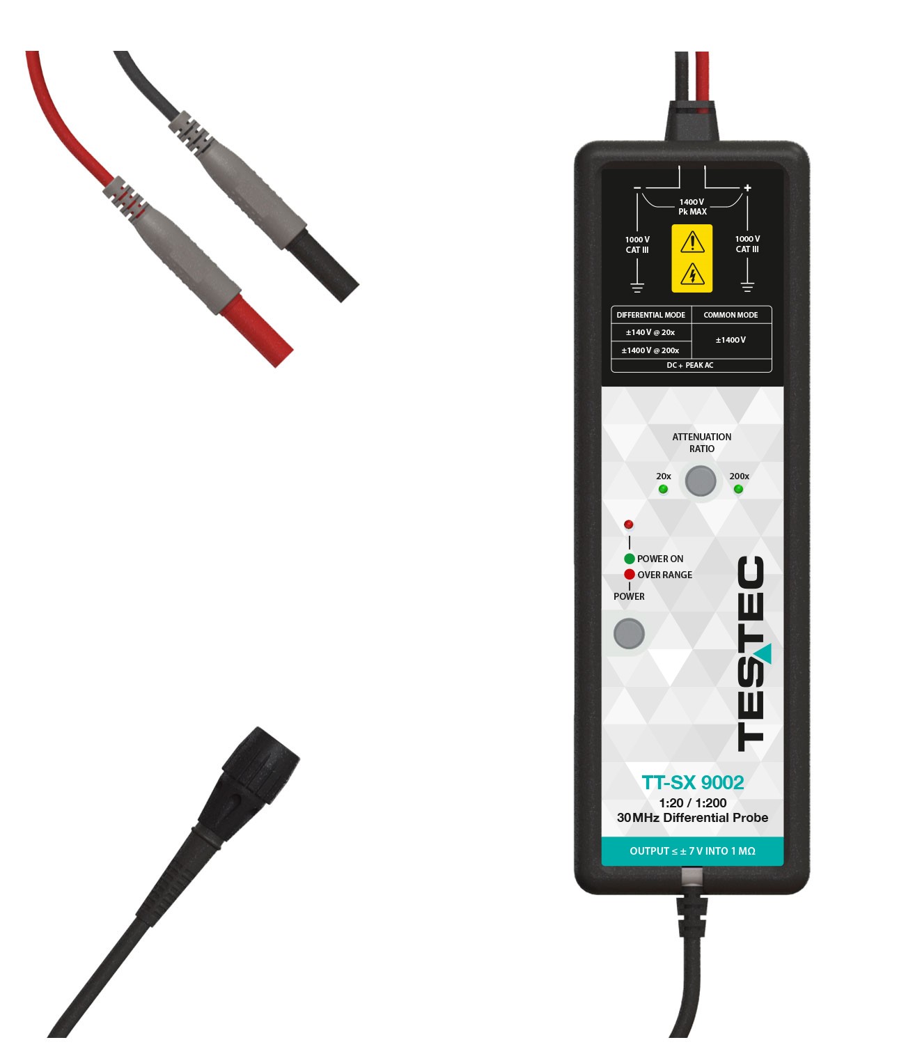 Testec TT-SX 9000 Series TT-SX 9002 Oscilloscope Probe, Active, Differential Type, 30 MHz, BNC Connector