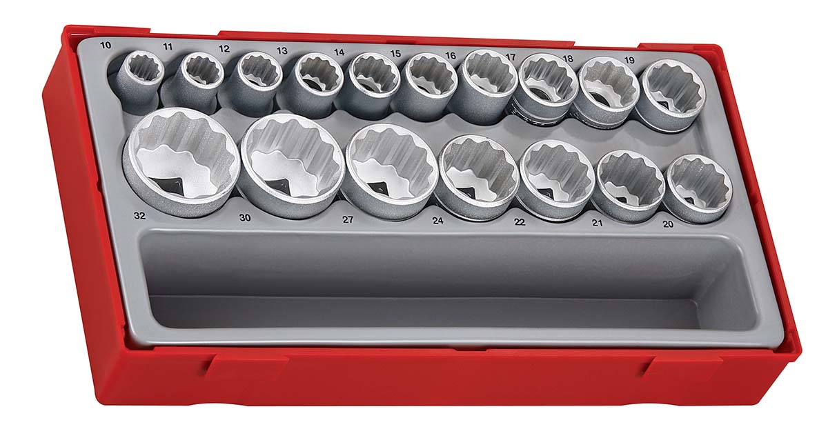 Teng Tools 17-Piece 1/2 in Bi-Hexagonal Socket Set