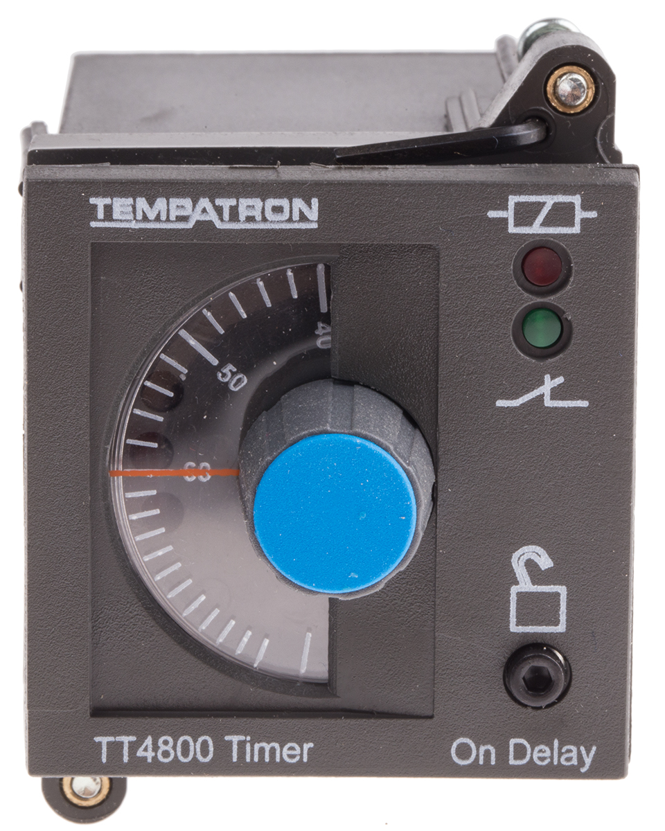 Tempatron TT4801 Series DIN Rail Timer Relay, 2-Contact 110V ac, 6 s to 6 h, 1-Function, DPDT Switch Configuration