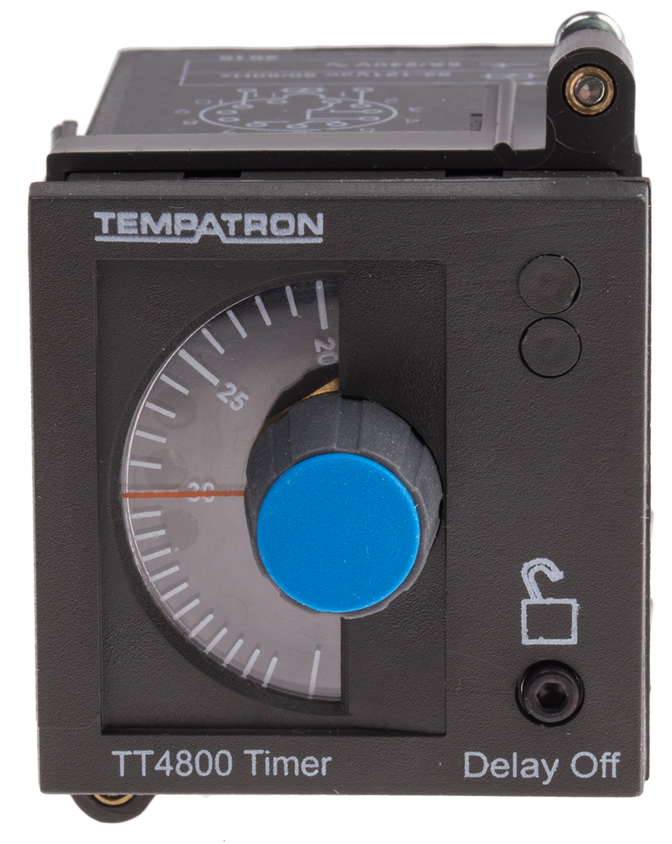 Tempatron TT Series DIN Rail Timer Relay, 2-Contact 110V ac, 3 s to 30 min, 1-Function, DPDT Switch Configuration