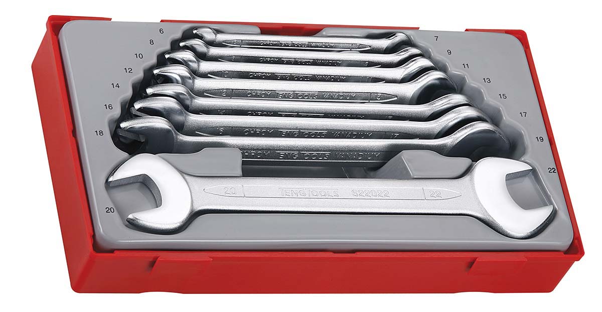 Teng Tools 8-Piece Spanner Set, 6 To 22 mm, Chrome Vanadium Steel