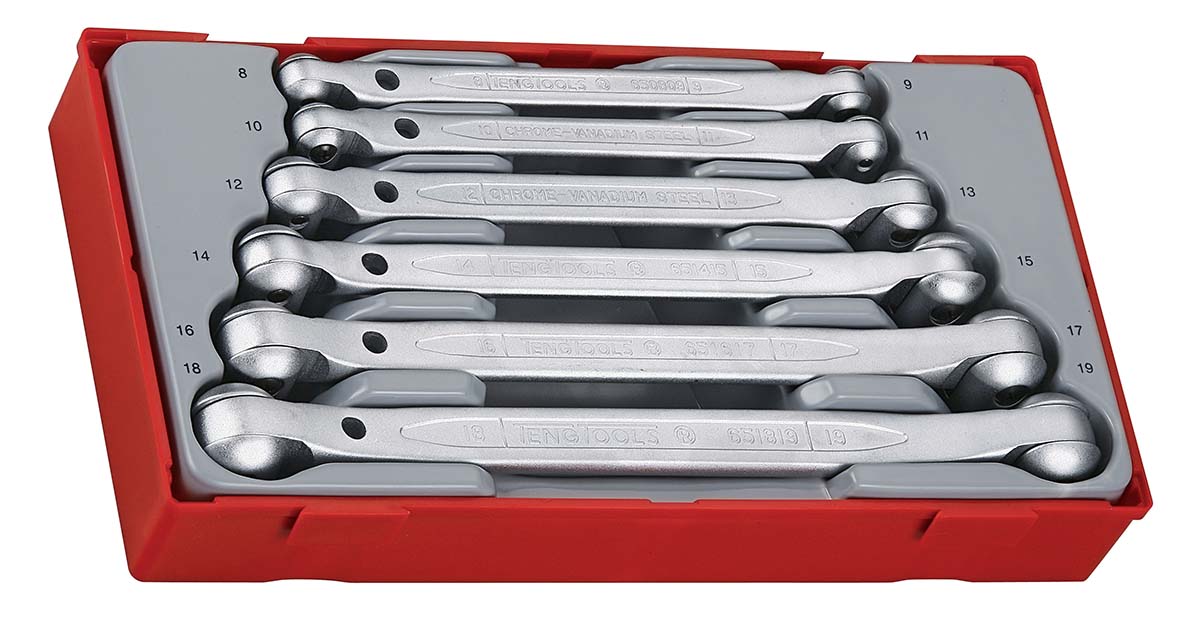 Teng Tools 6-Piece Spanner Set, 8 To 19 mm, Chrome Vanadium Steel