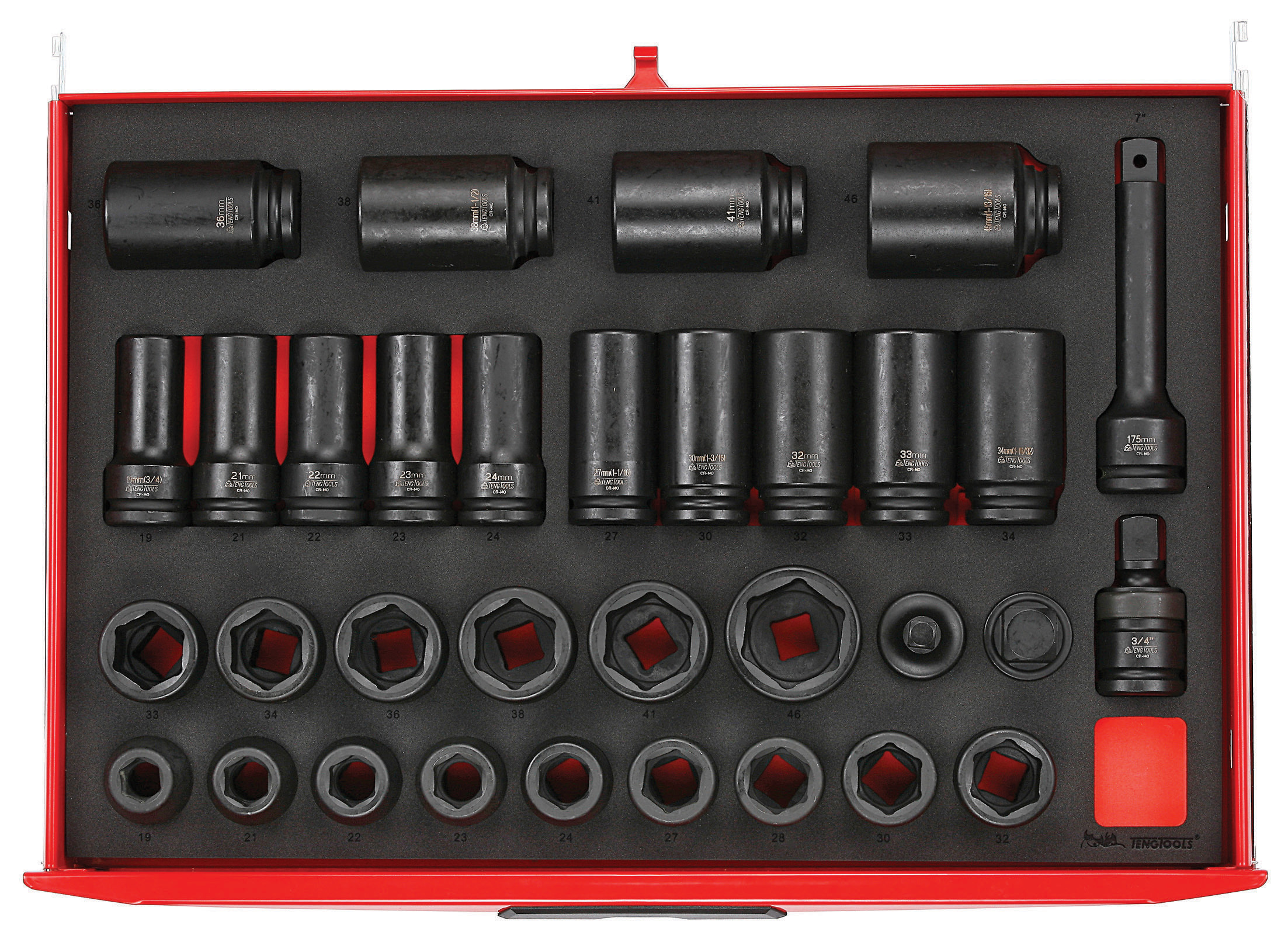 Teng Tools 33-Piece 3/4 in 6 Point Impact Socket