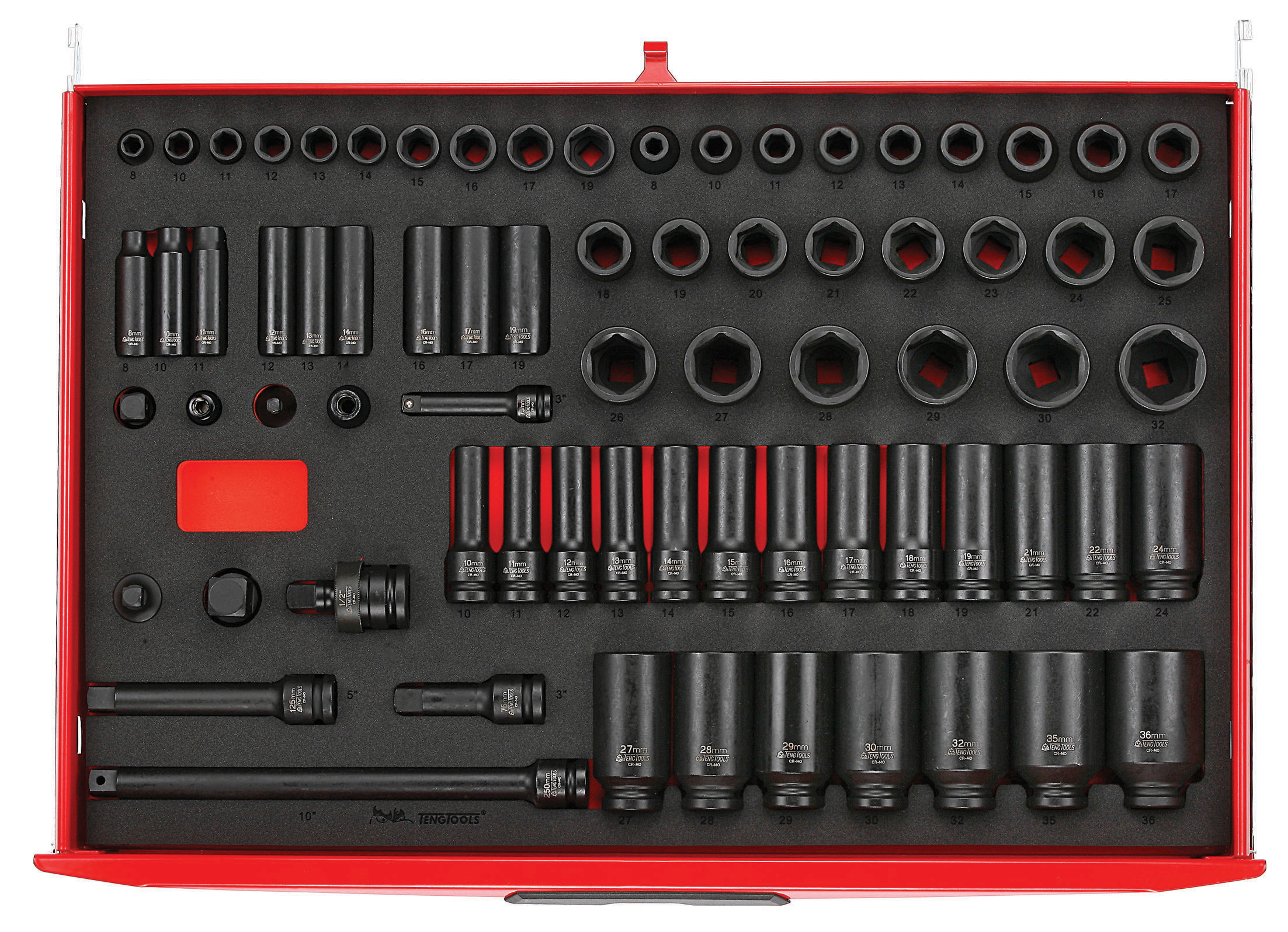 Teng Tools 73-Piece 1/2 in, 3/8 in Hexagon Impact Socket