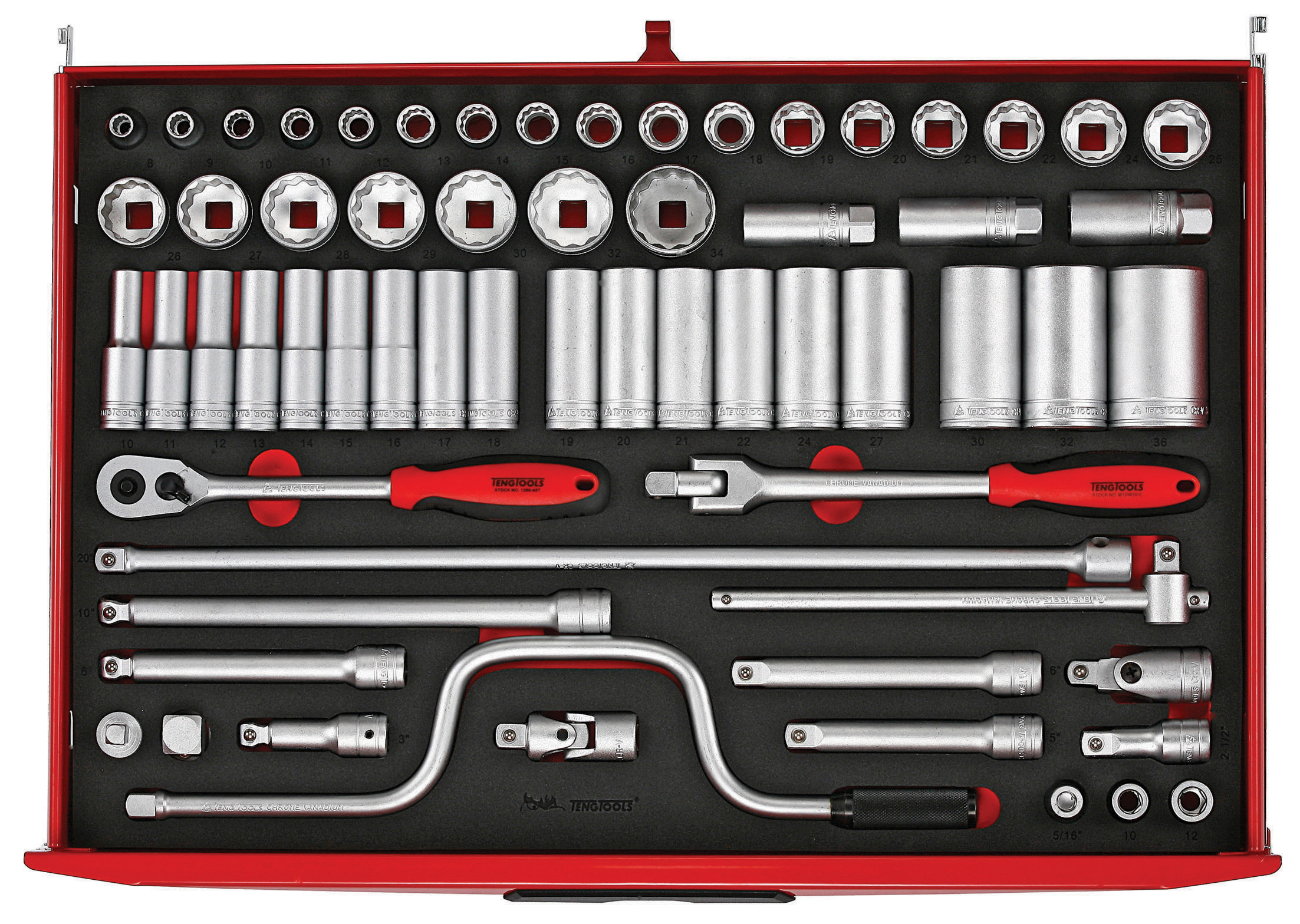 Teng Tools 63-Piece 1/2 in Hexagon Socket Set