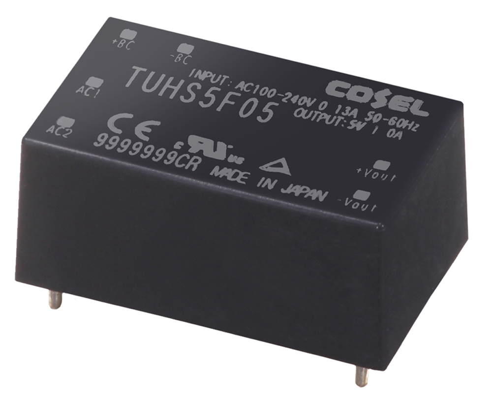 Cosel Switching Power Supply, TUHS5F05 5V dc, 1A, 5 W, Input 85V ac to  264V ac