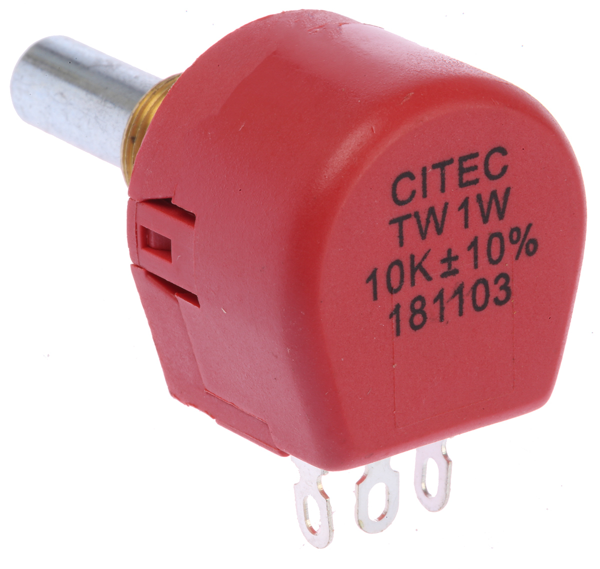 TE Connectivity TW 10 kΩ Rotary Potentiometer 1-Turns 1-Gang Panel Mount