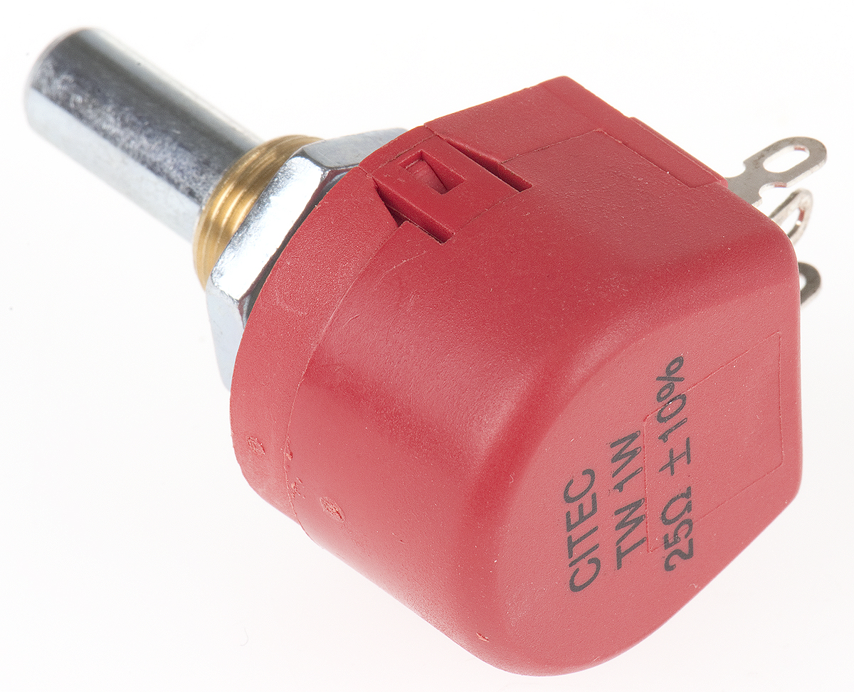tw1250ka TE Connectivity TW 25 Ω Rotary Potentiometer 1-Turns 1-Gang Panel Mount, TW1250KA