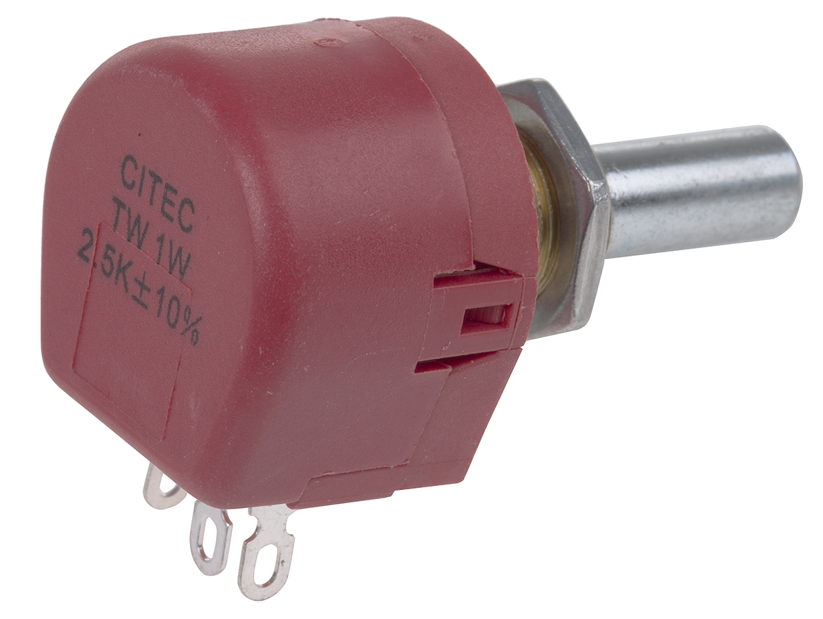tw1252ka TE Connectivity TW 2.5 kΩ Rotary Potentiometer 1-Turns 1-Gang Panel Mount