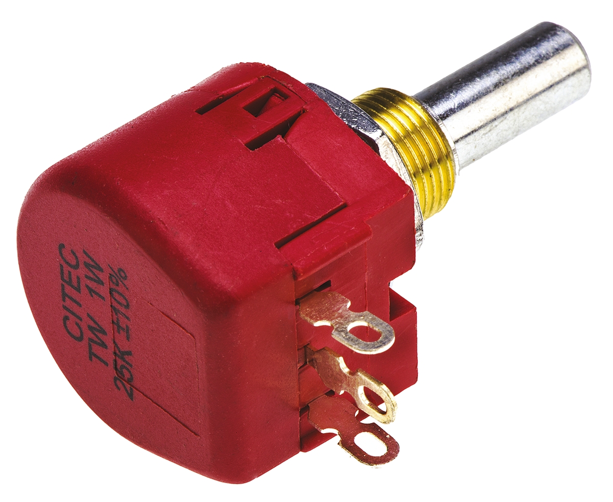 TE Connectivity TW 25 kΩ Rotary Potentiometer 1-Turns 1-Gang Panel Mount