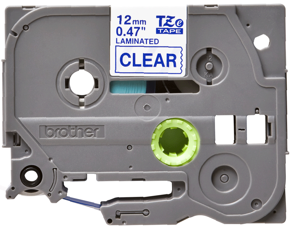 Brother Blue on Clear Label Printer Tape, 8 m Length, 12 mm Width, 8 m Label Length