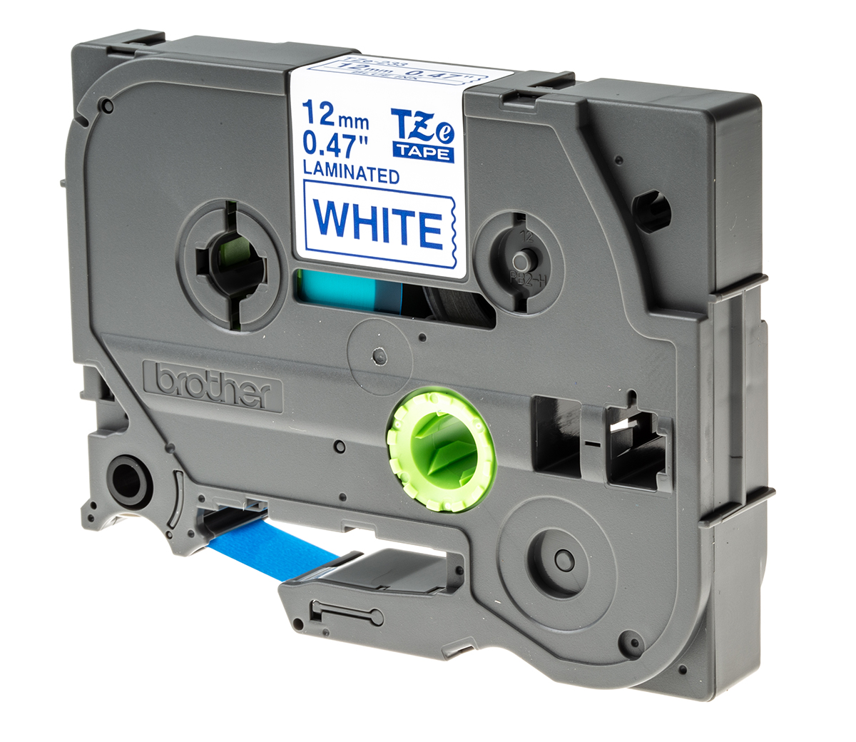Brother Blue on White Label Printer Tape, 8 m Length, 12 mm Width