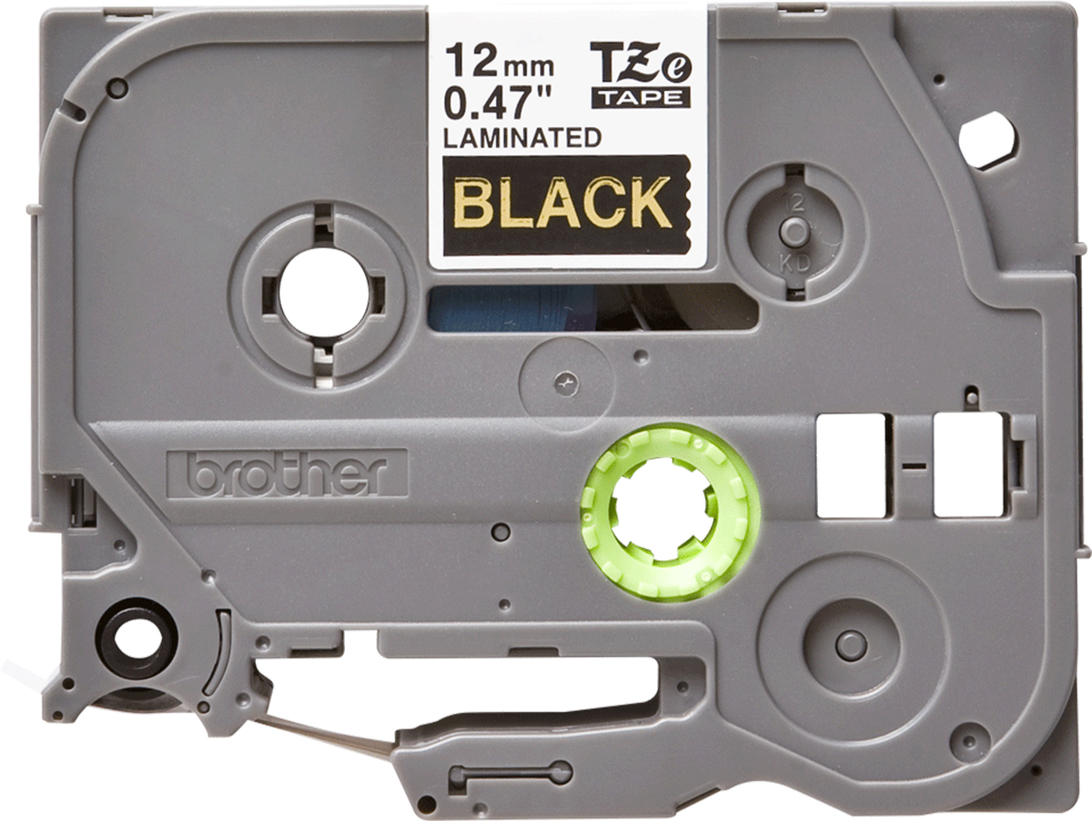 Brother Gold on Black Label Printer Tape, 8 m Length, 12 mm Width