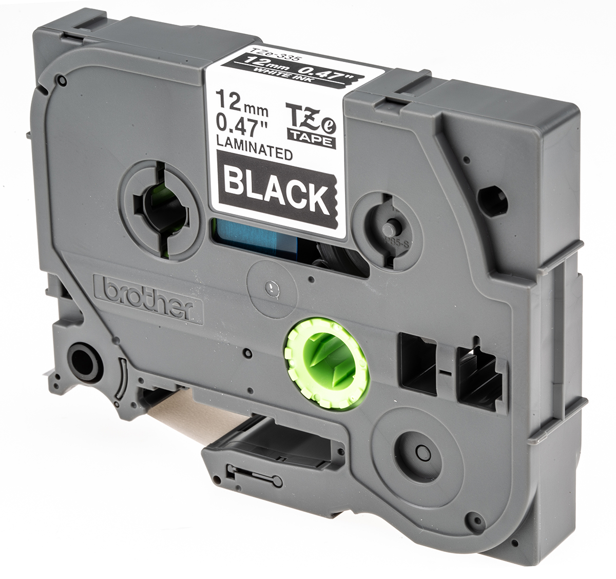 tze-335 Brother White on Black Label Printer Tape, 8 m Length, 12 mm Width